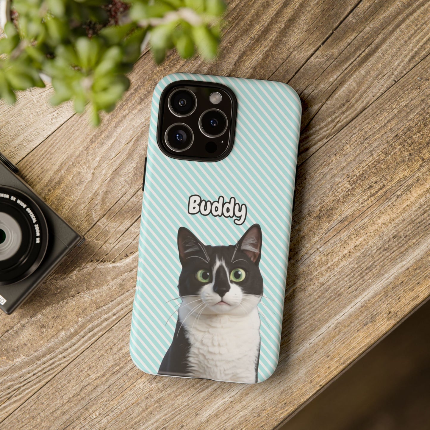 Custom Pet Tough iPhone Case β Teal Stripes