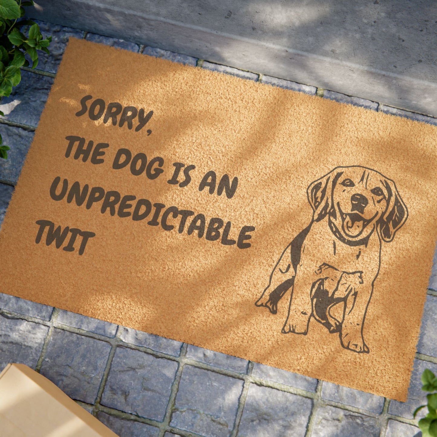 Funny Pet Doormat – “Sorry, The Dog Is An Unpredictable Twit” Welcome Mat | Pet Lover Gift, Dog Owner Home Decor, Funny Housewarming Gift, Outdoor Entry Mat