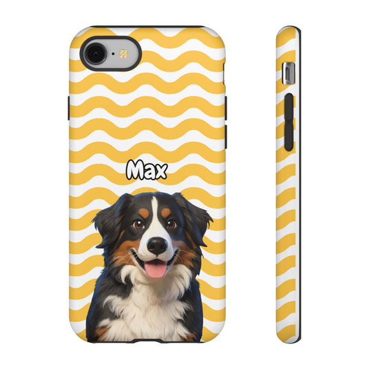 Custom Pet Portrait Tough iPhone Case - Yellow Waves