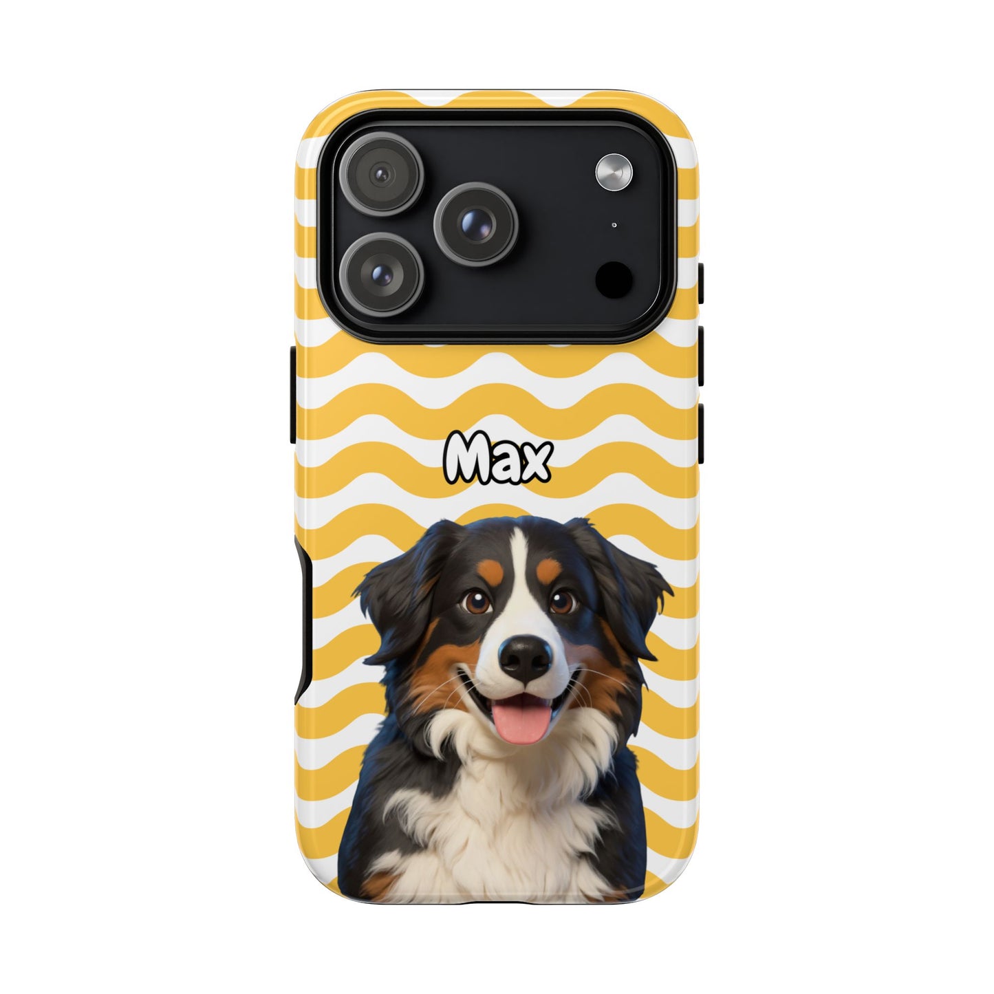 Custom Pet Portrait Tough iPhone Case - Yellow Waves