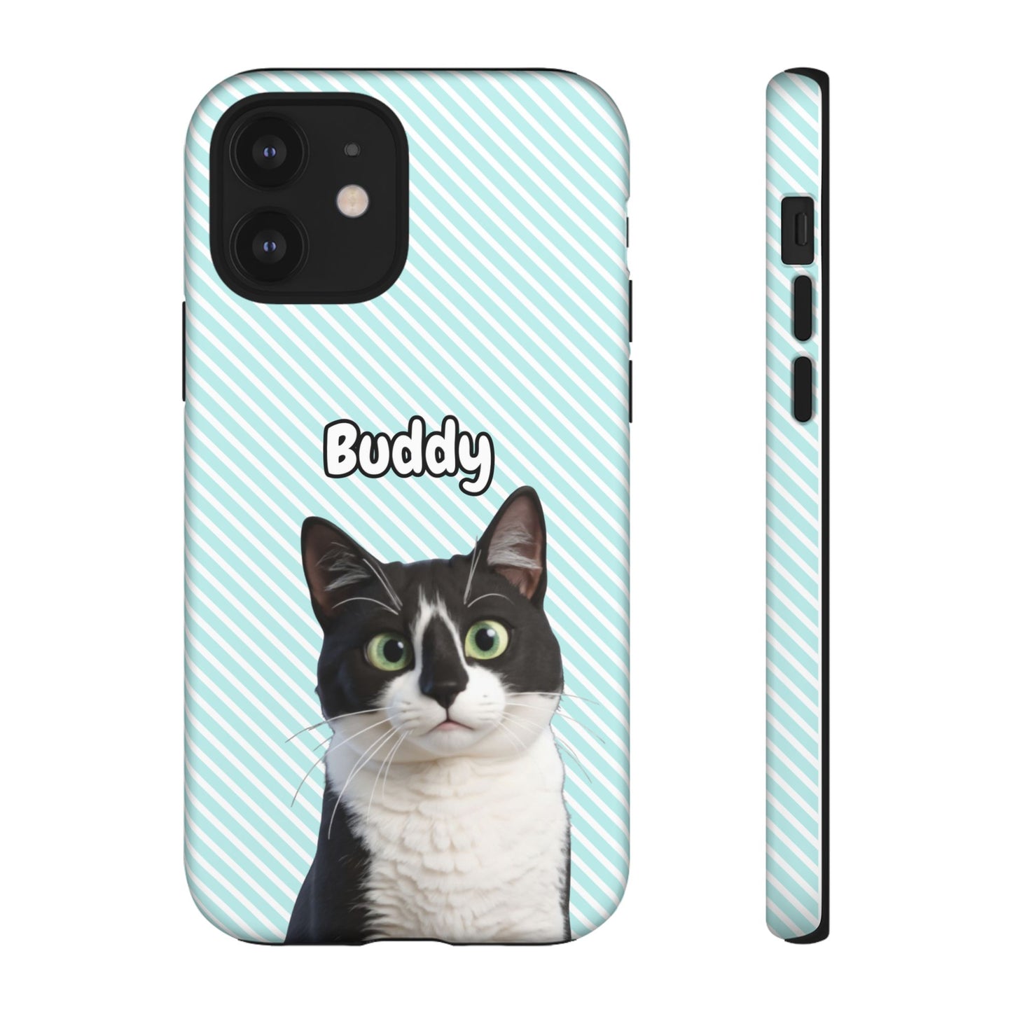 Custom Pet Tough iPhone Case – Teal Stripes