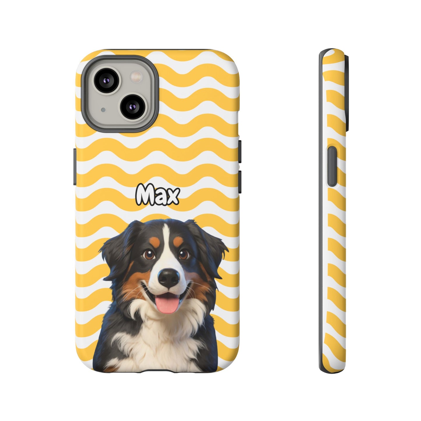 Custom Pet Portrait Tough iPhone Case - Yellow Waves