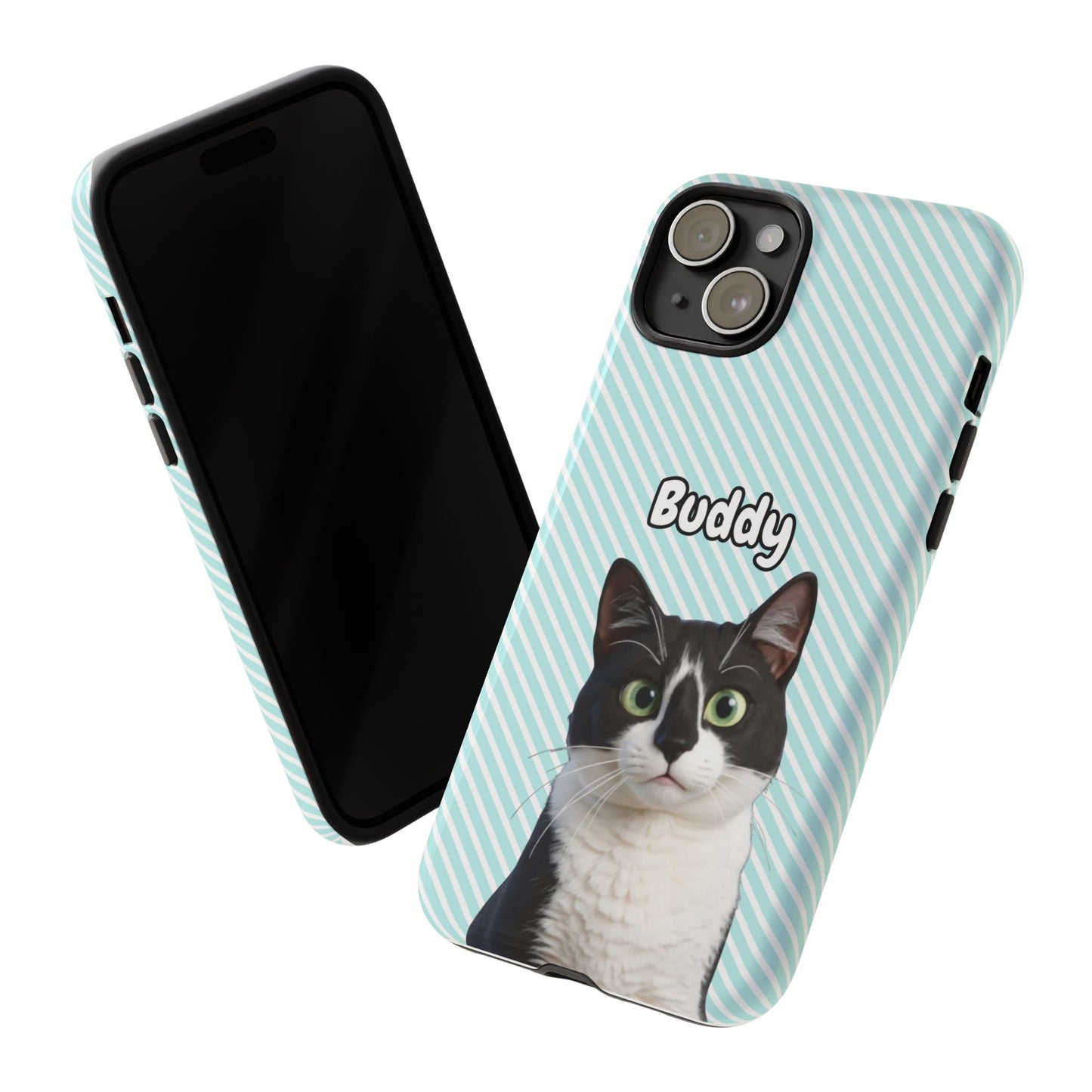 Custom Pet Tough iPhone Case – Teal Stripes
