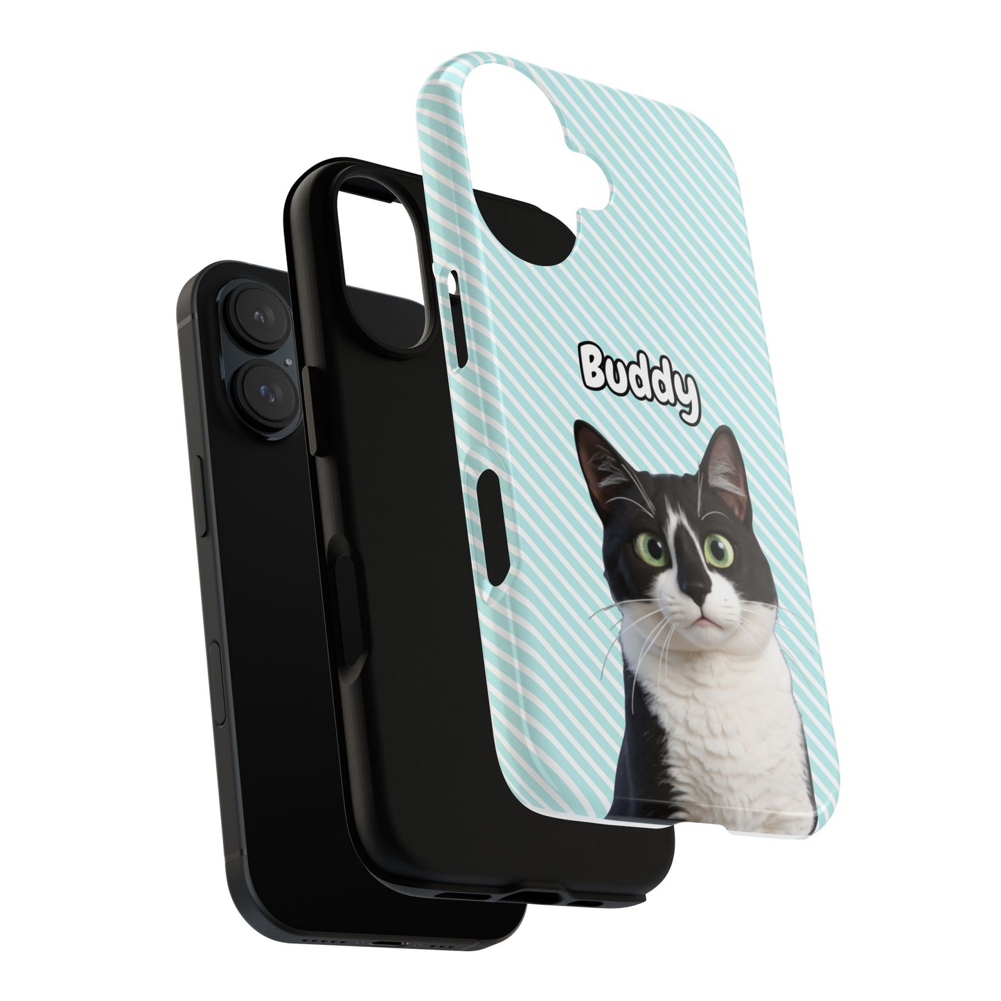 Custom Pet Tough iPhone Case – Teal Stripes