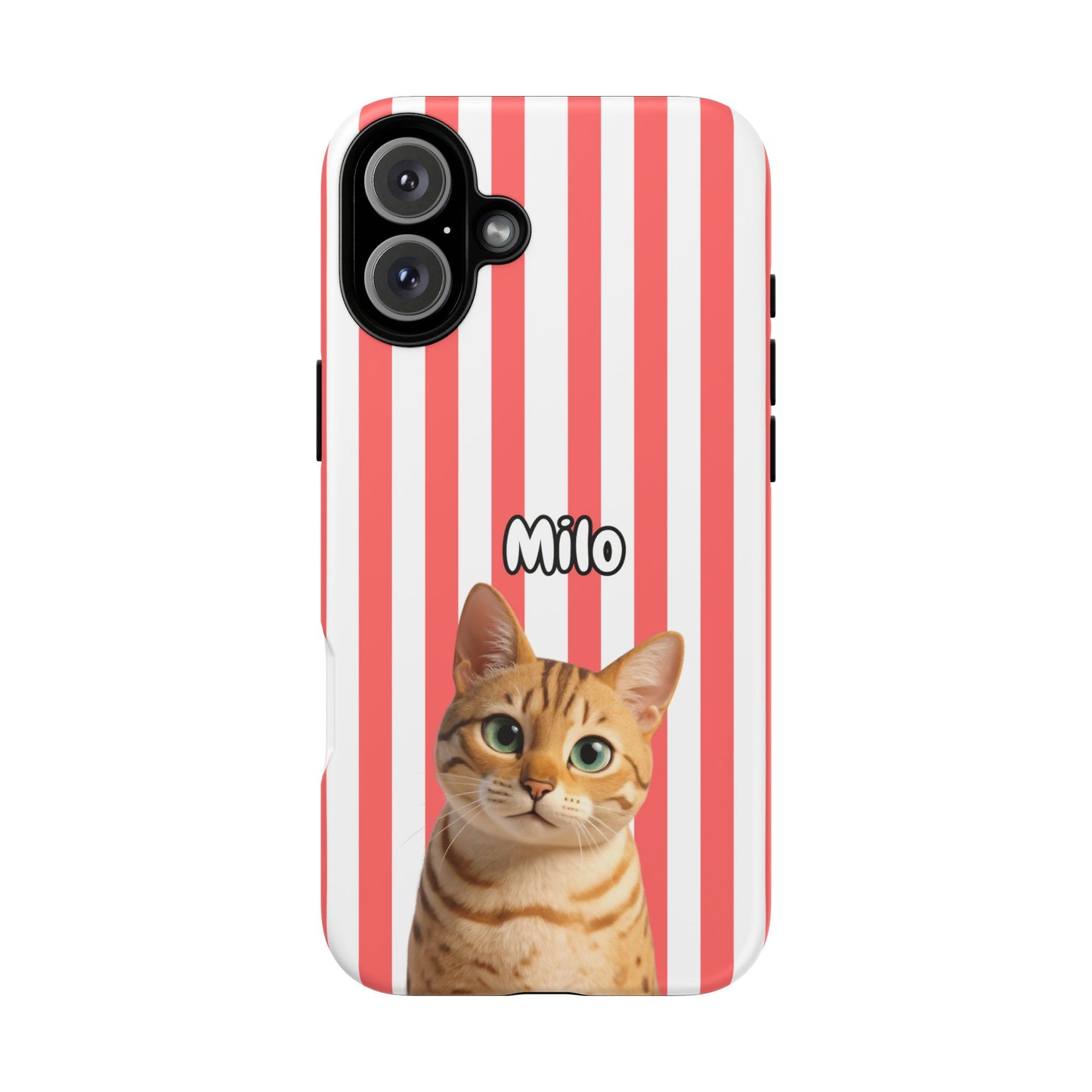 Custom Pet Portrait Tough iPhone Case - Pink Stripes