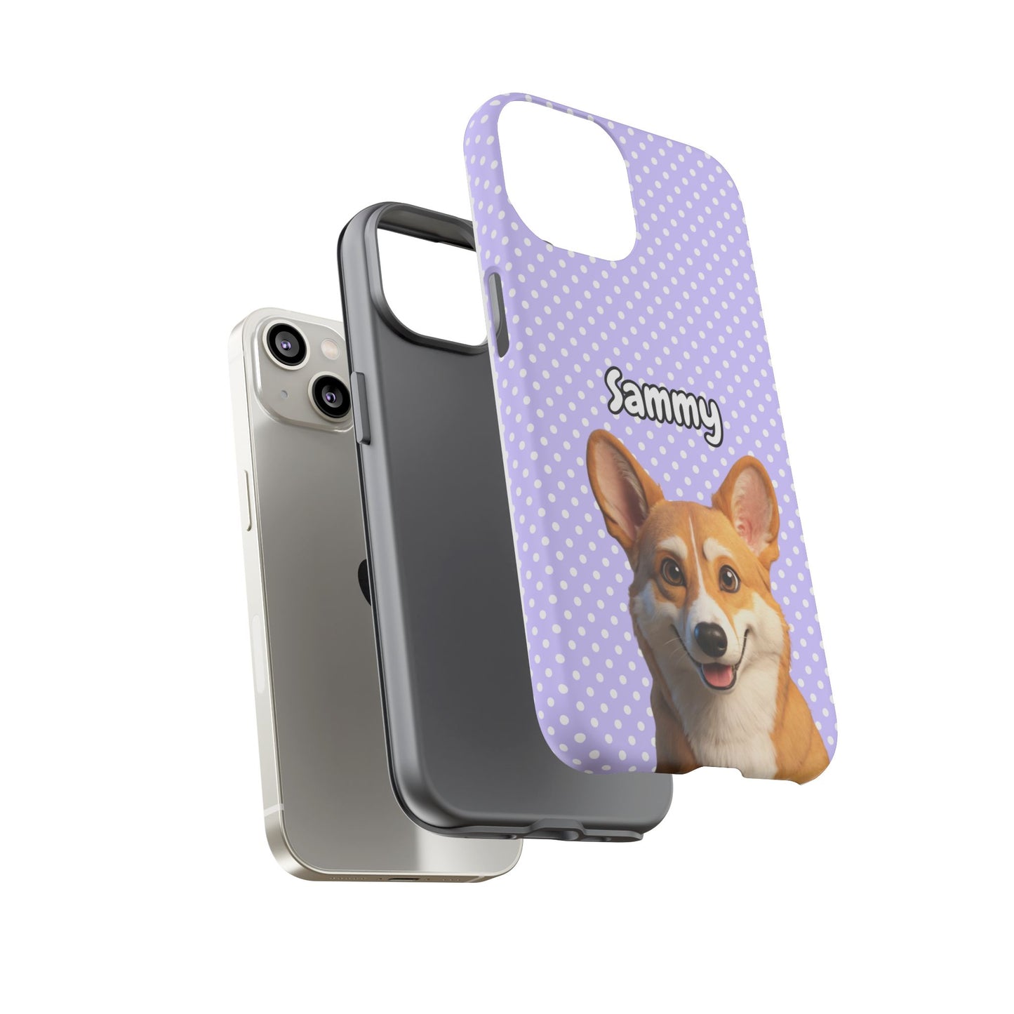 Custom Pet Tough iPhone Case – Purple Polka Dots