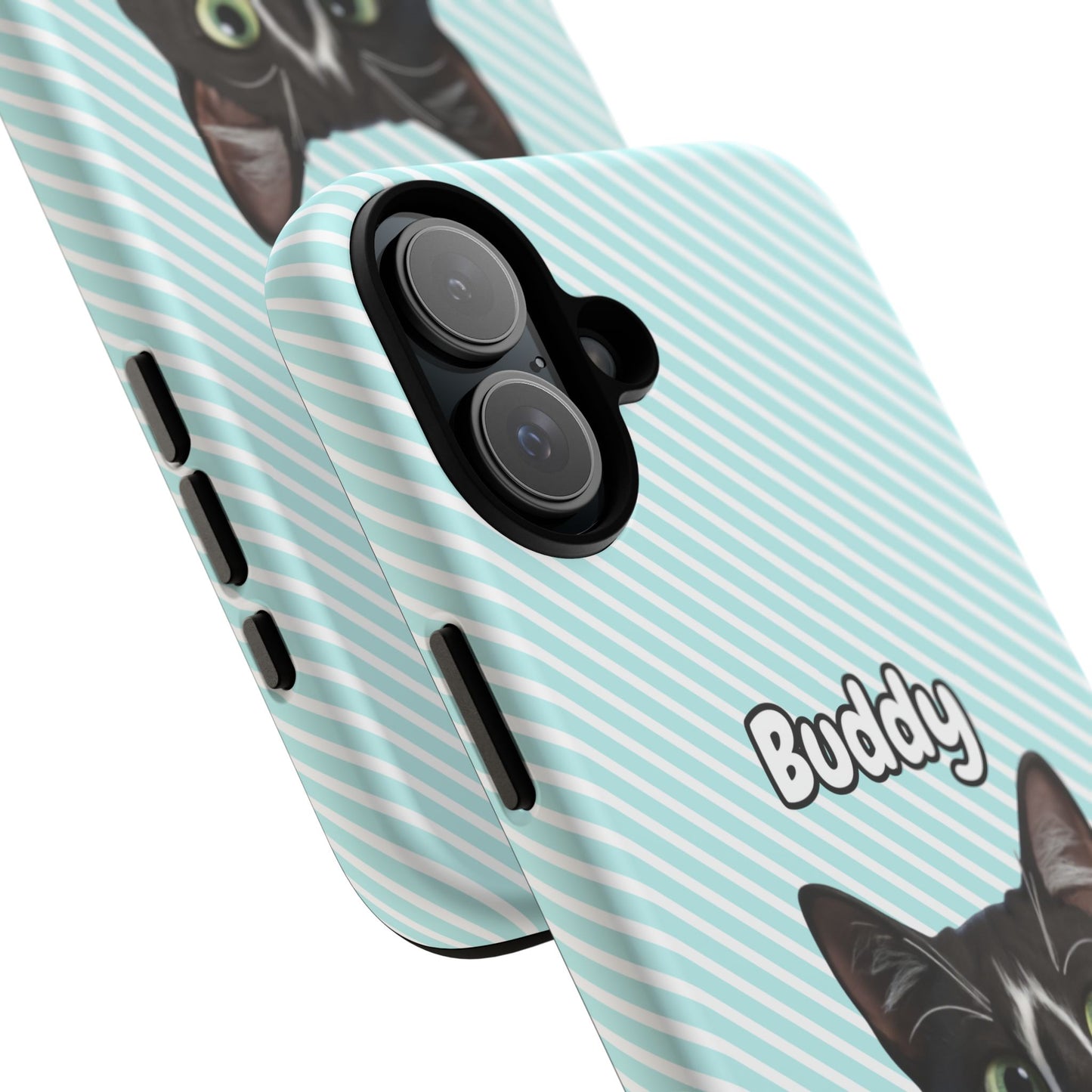 Custom Pet Tough iPhone Case – Teal Stripes