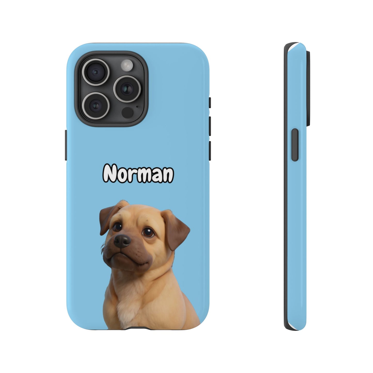 Custom Pet Portrait Tough iPhone Case - Blue