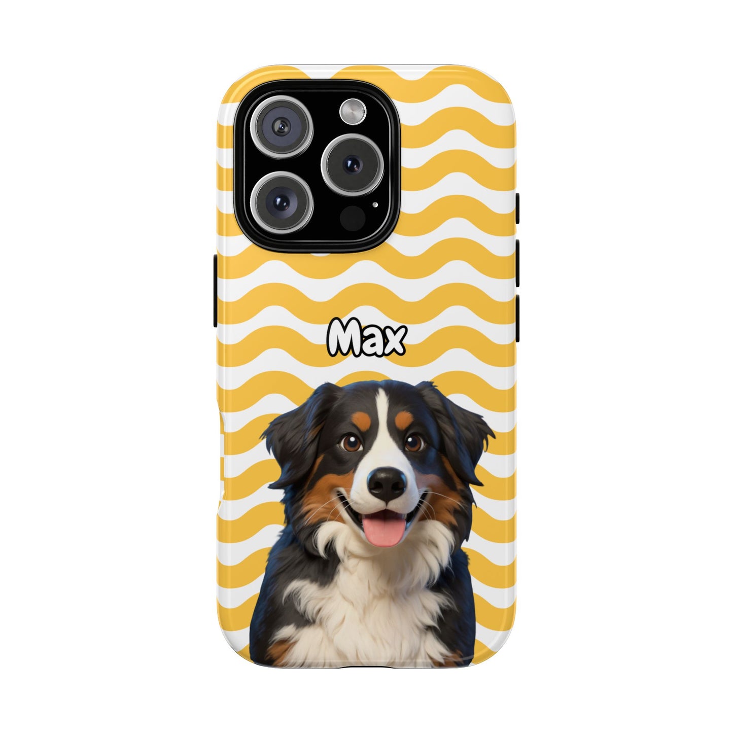 Custom Pet Portrait Tough iPhone Case - Yellow Waves