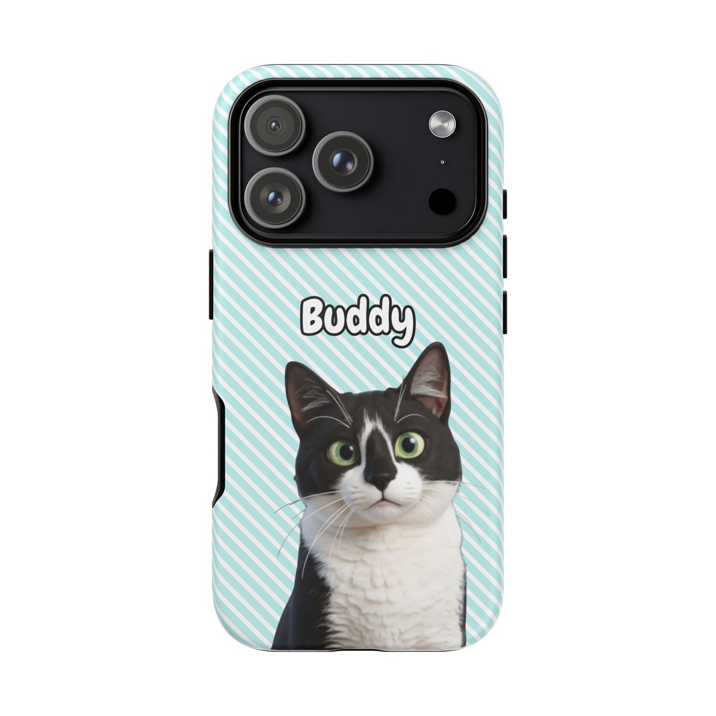 Custom Pet Tough iPhone Case – Teal Stripes