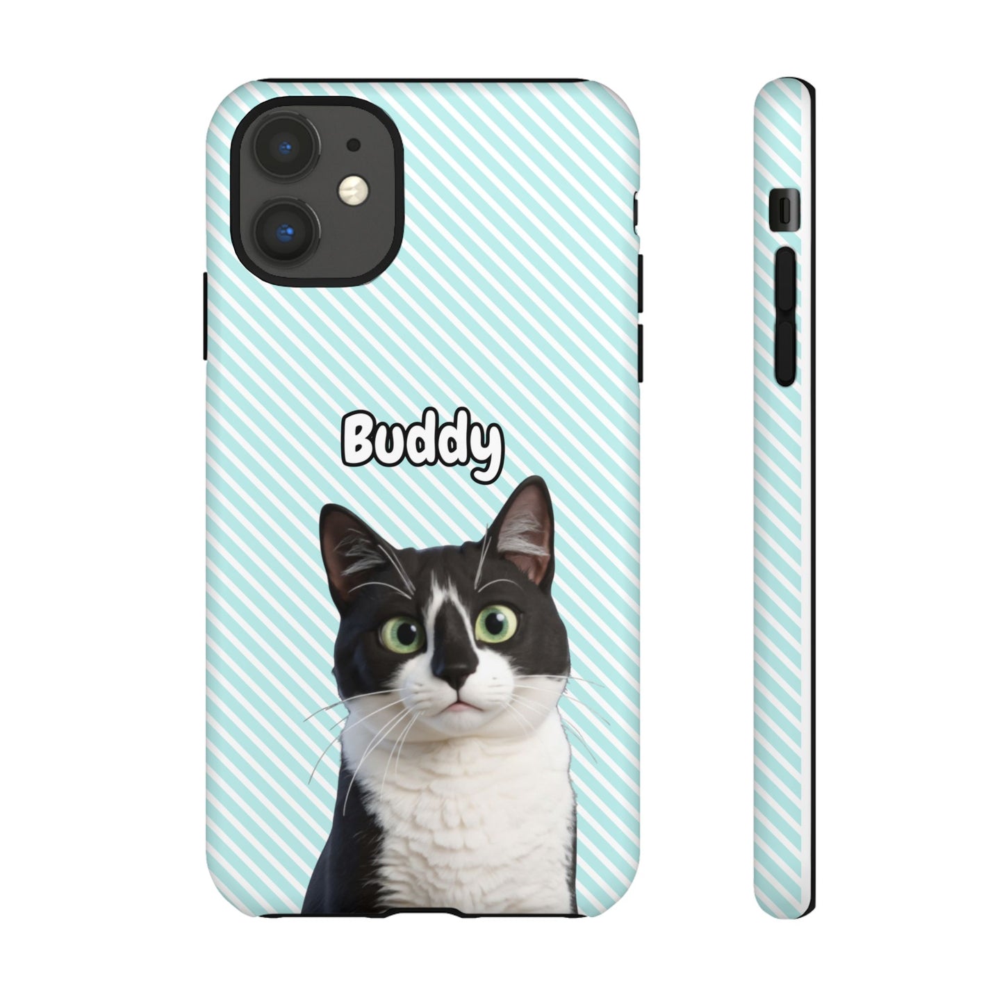 Custom Pet Tough iPhone Case – Teal Stripes