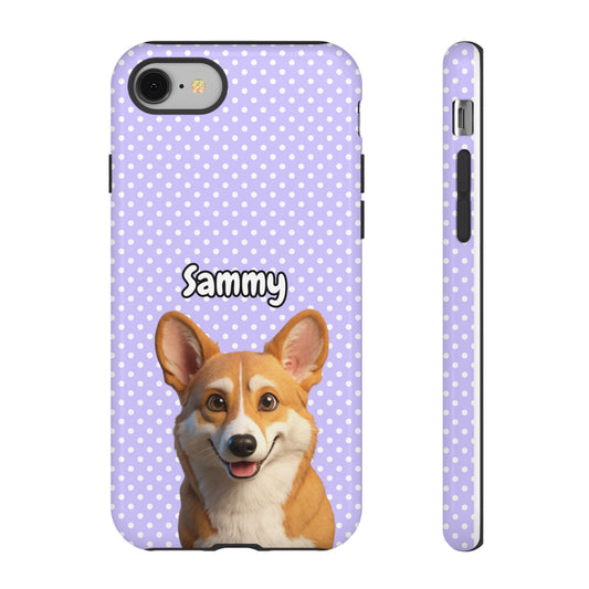 Custom Pet Tough iPhone Case – Purple Polka Dots