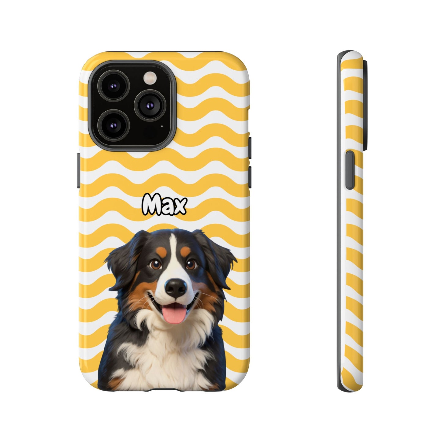 Custom Pet Portrait Tough iPhone Case - Yellow Waves