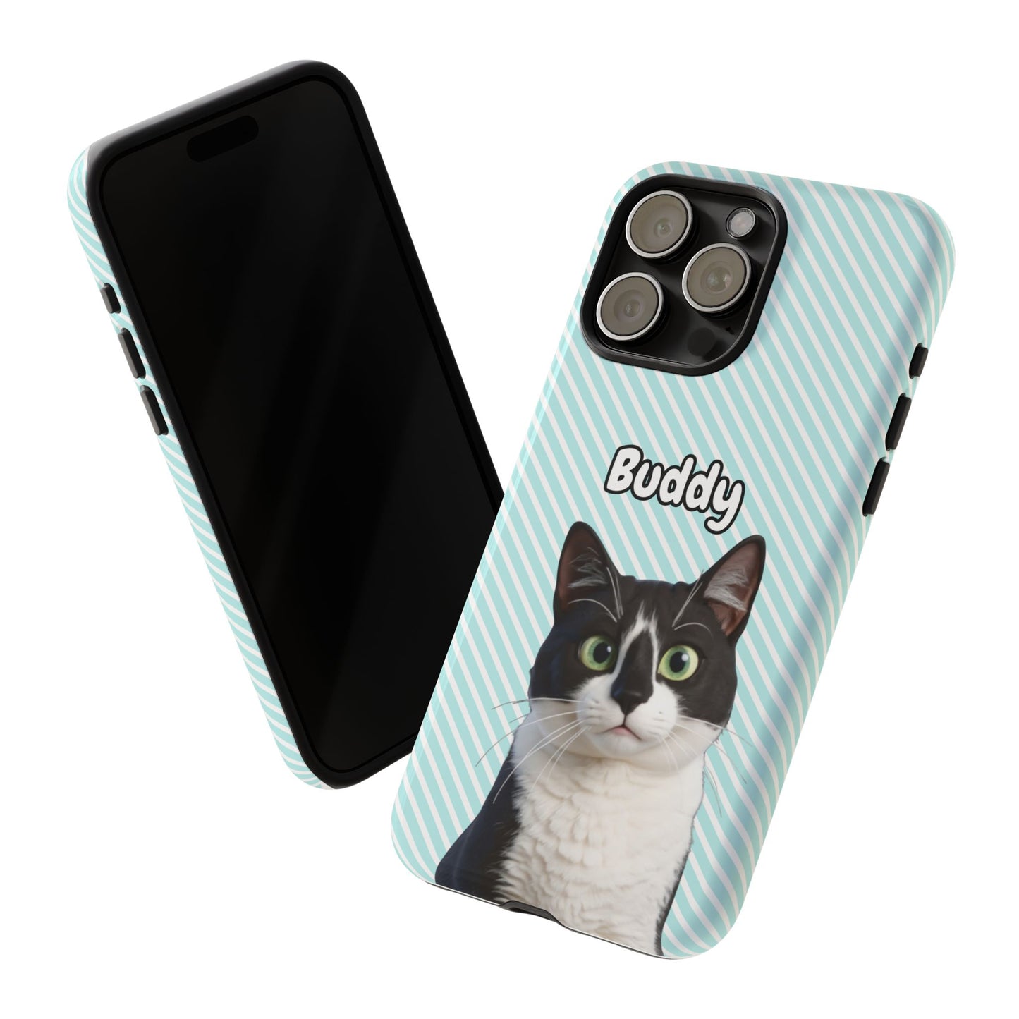 Custom Pet Tough iPhone Case – Teal Stripes