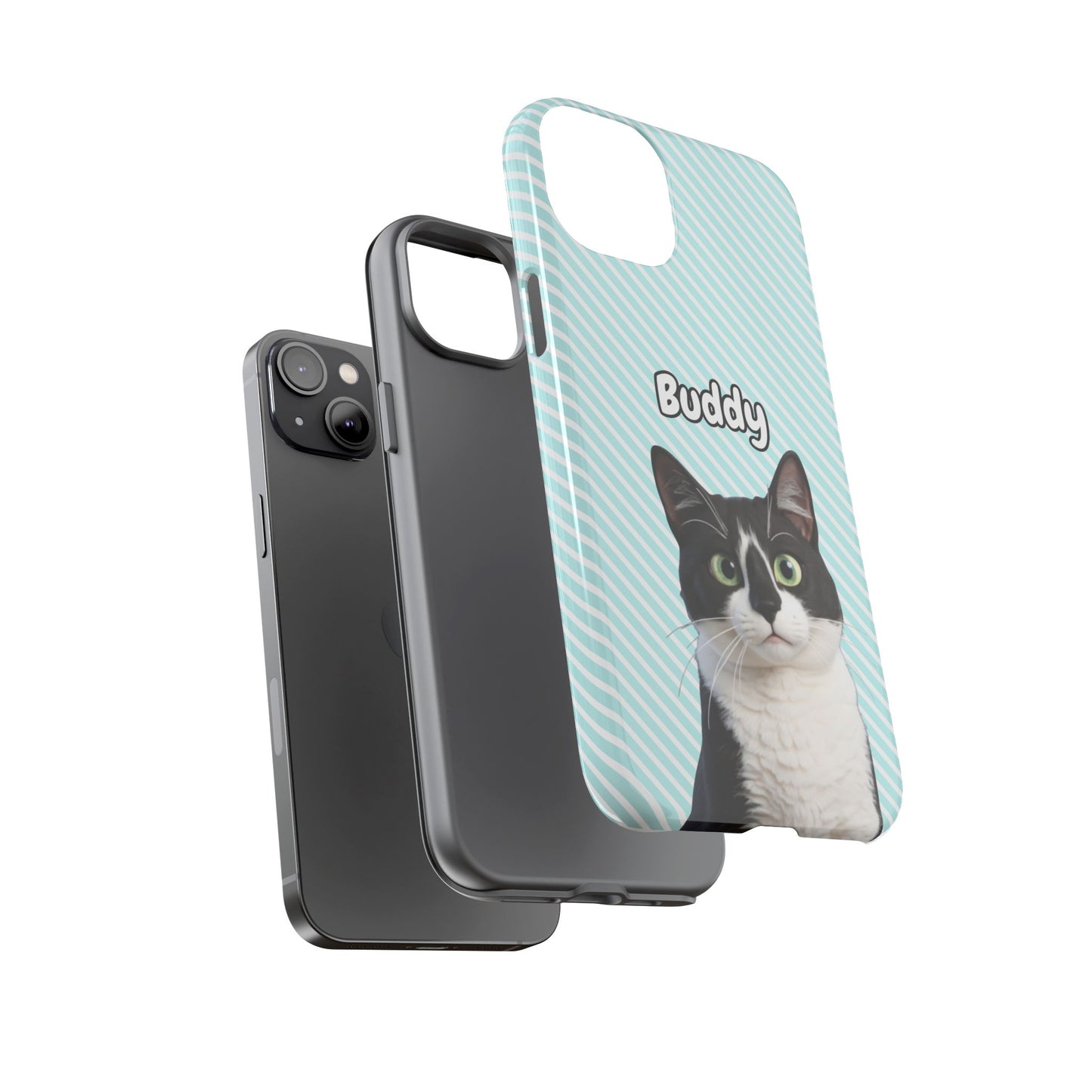 Custom Pet Tough iPhone Case – Teal Stripes