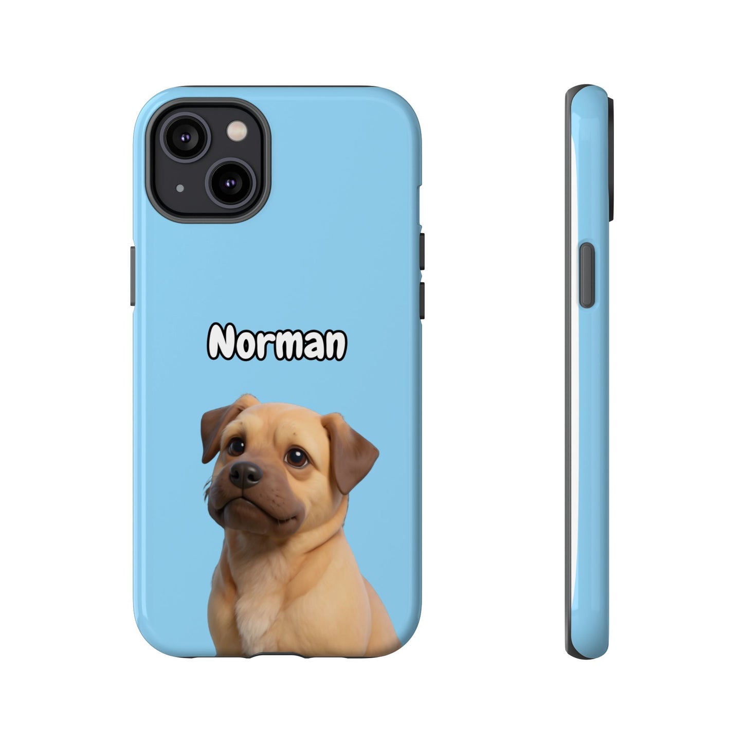 Custom Pet Portrait Tough iPhone Case - Blue