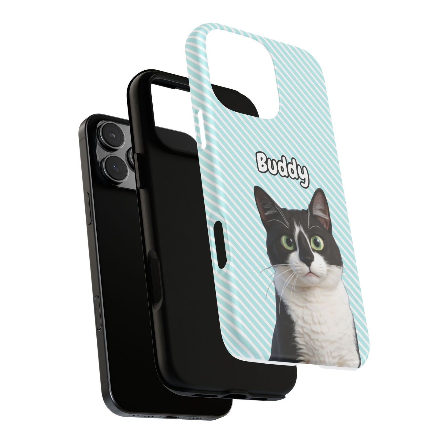 Custom Pet Tough iPhone Case – Teal Stripes