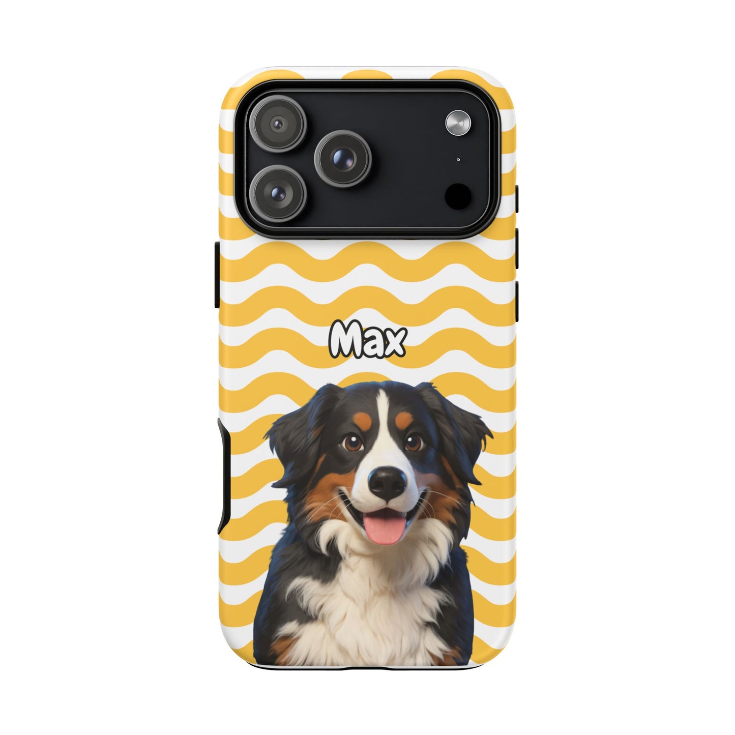 Custom Pet Portrait Tough iPhone Case - Yellow Waves
