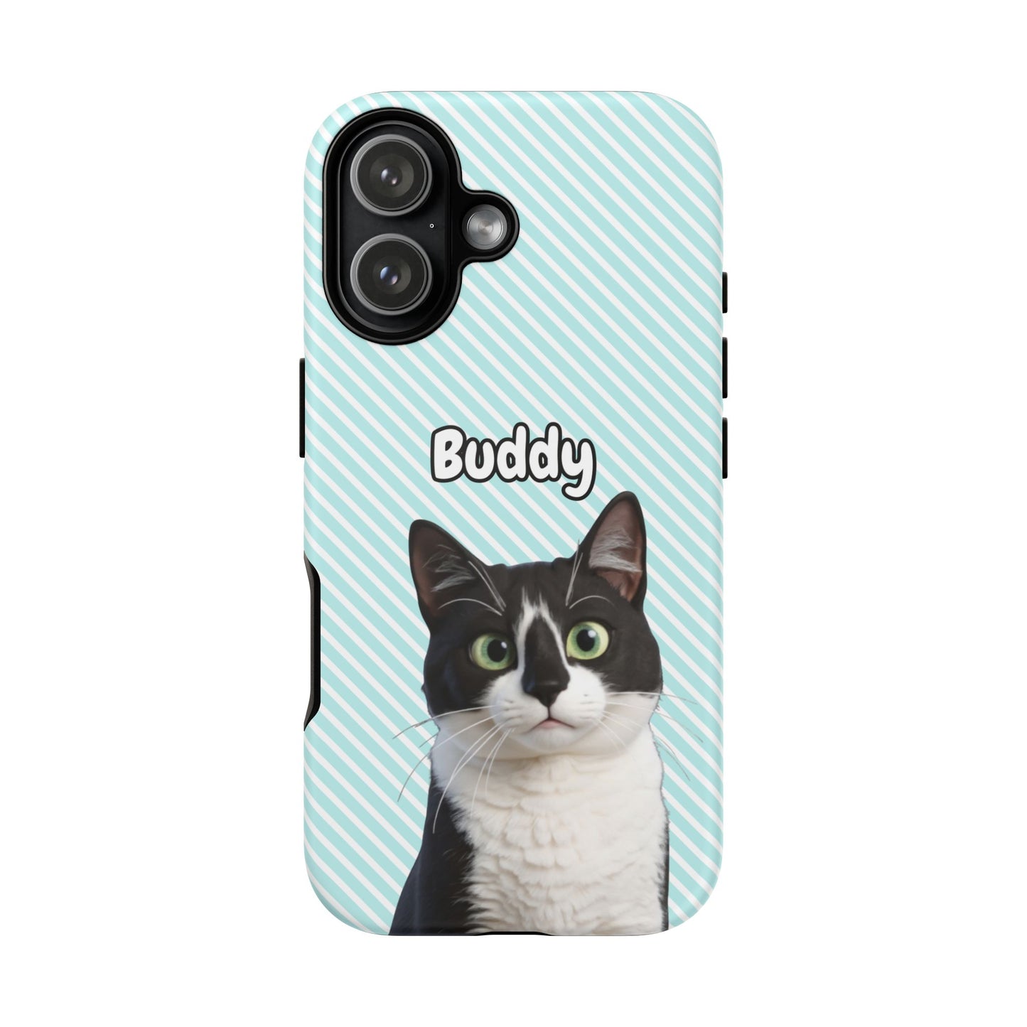 Custom Pet Tough iPhone Case – Teal Stripes