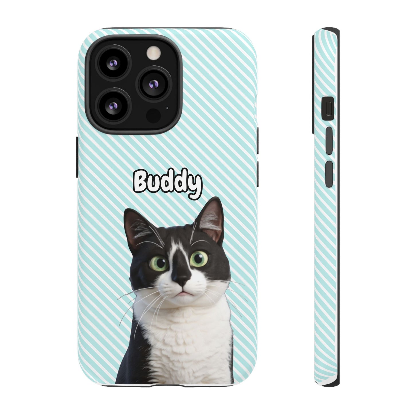 Custom Pet Tough iPhone Case – Teal Stripes