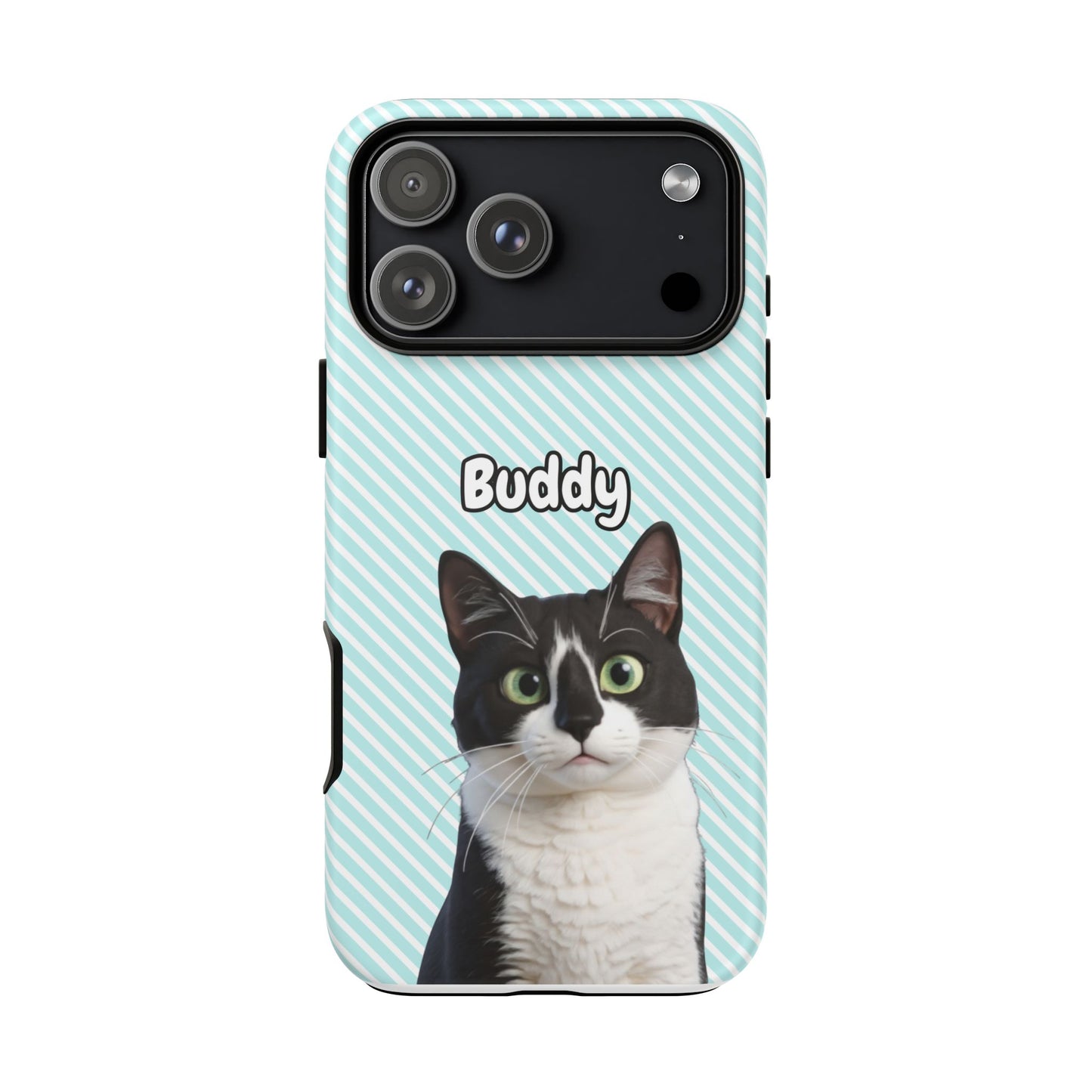 Custom Pet Tough iPhone Case – Teal Stripes