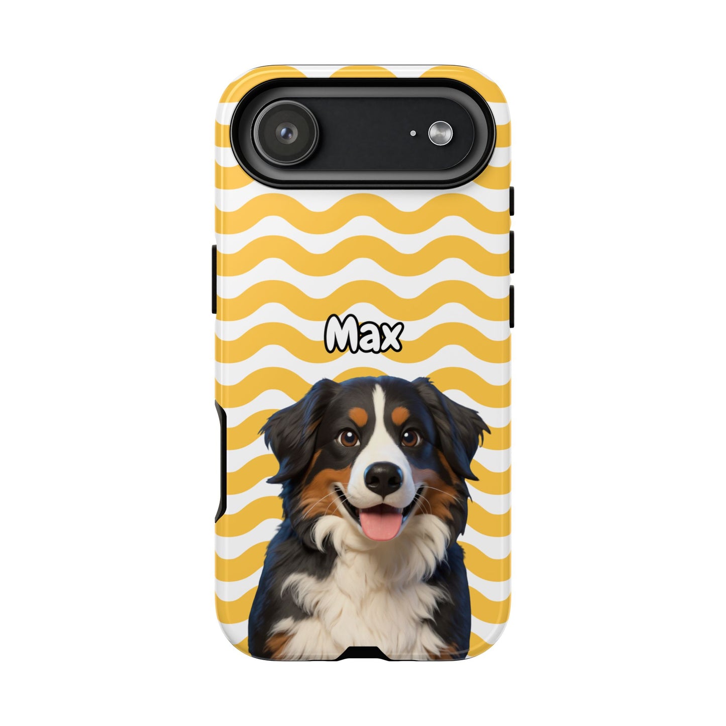 Custom Pet Portrait Tough iPhone Case - Yellow Waves