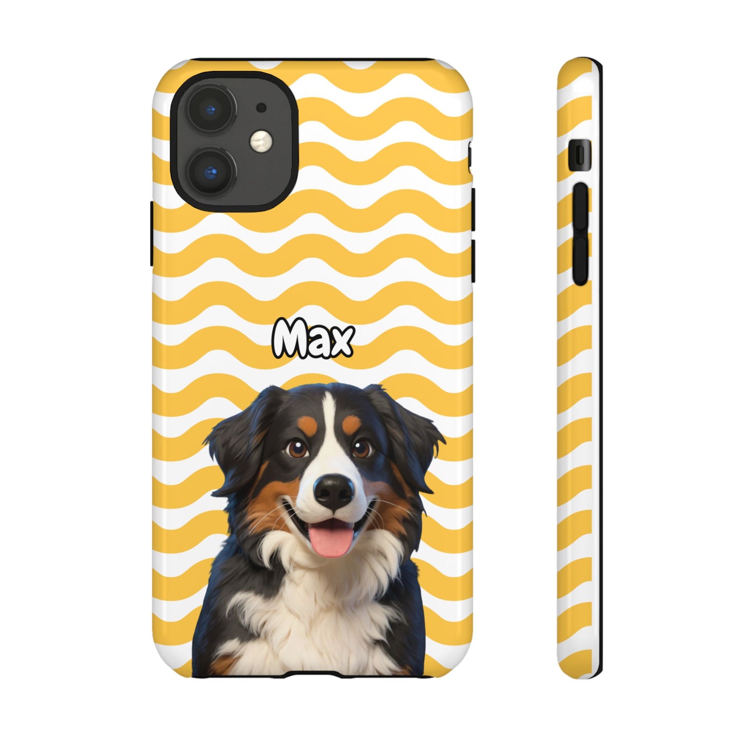 Custom Pet Portrait Tough iPhone Case - Yellow Waves