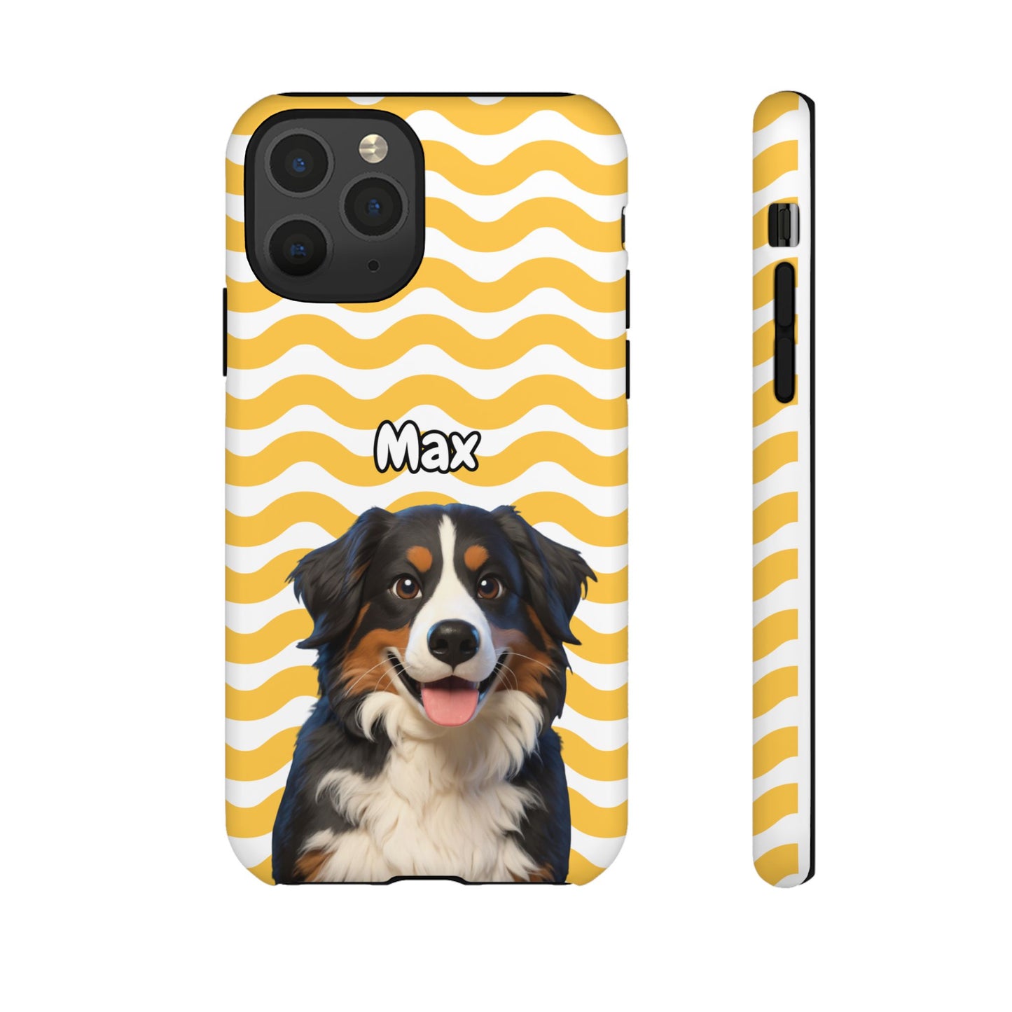 Custom Pet Portrait Tough iPhone Case - Yellow Waves