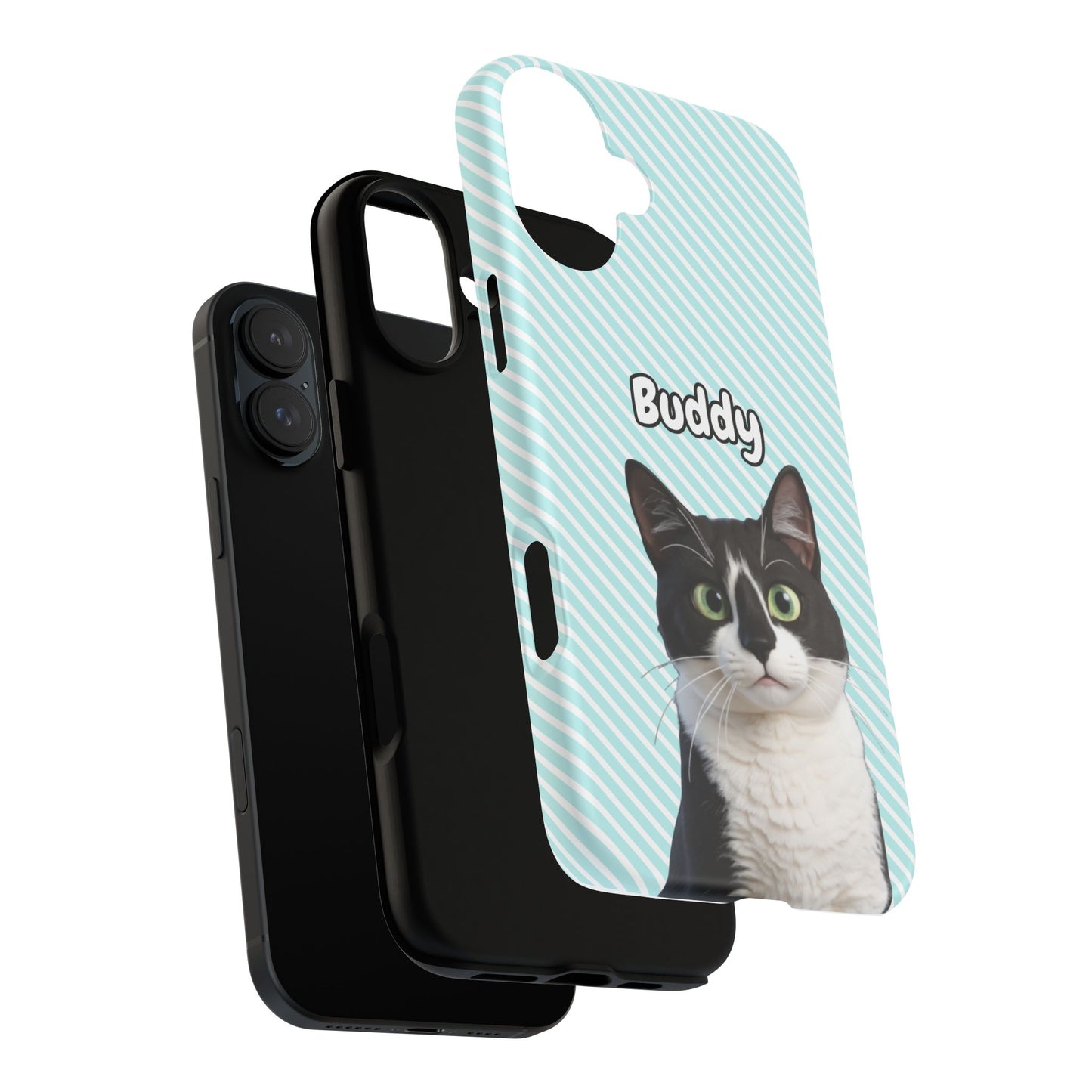 Custom Pet Tough iPhone Case – Teal Stripes
