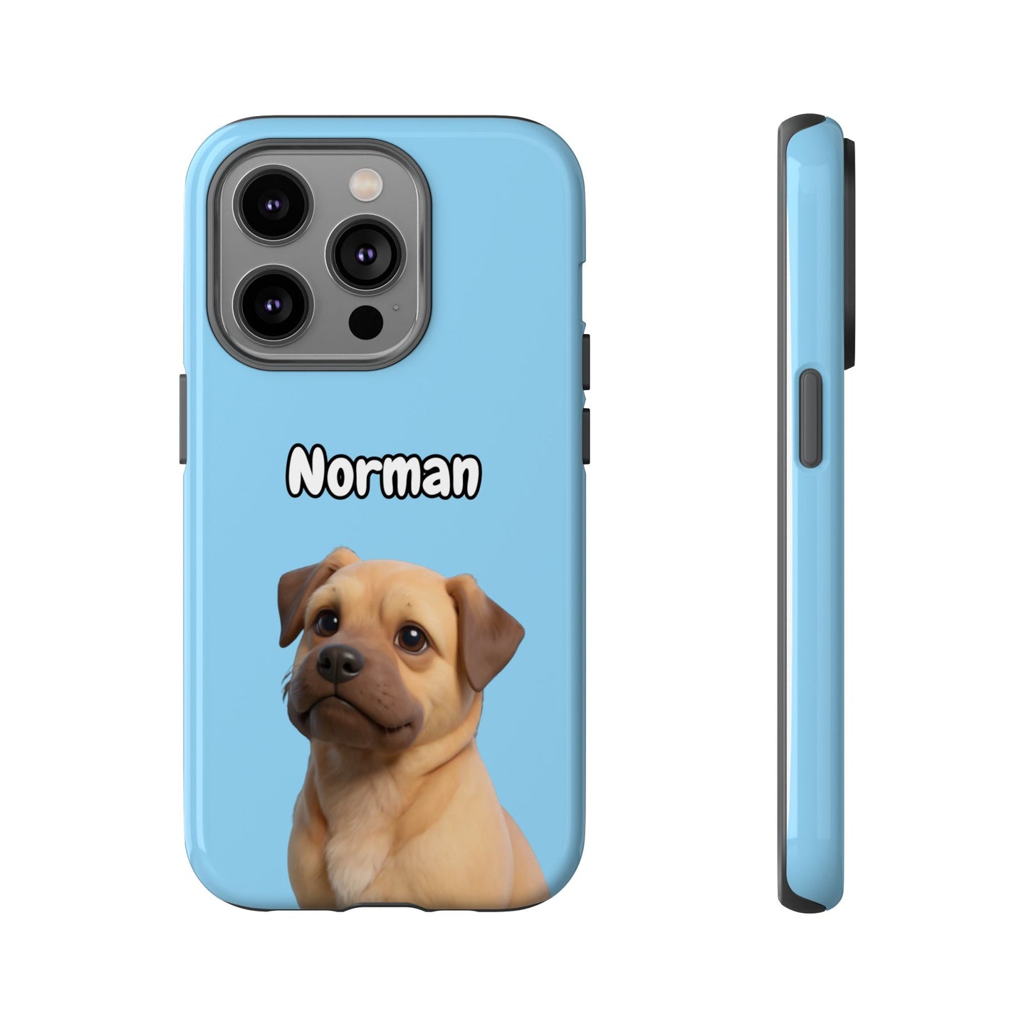 Custom Pet Portrait Tough iPhone Case - Blue