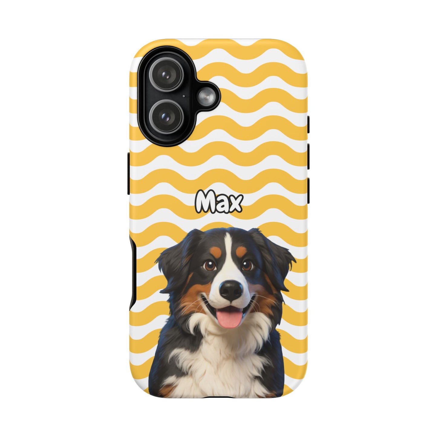 Custom Pet Portrait Tough iPhone Case - Yellow Waves