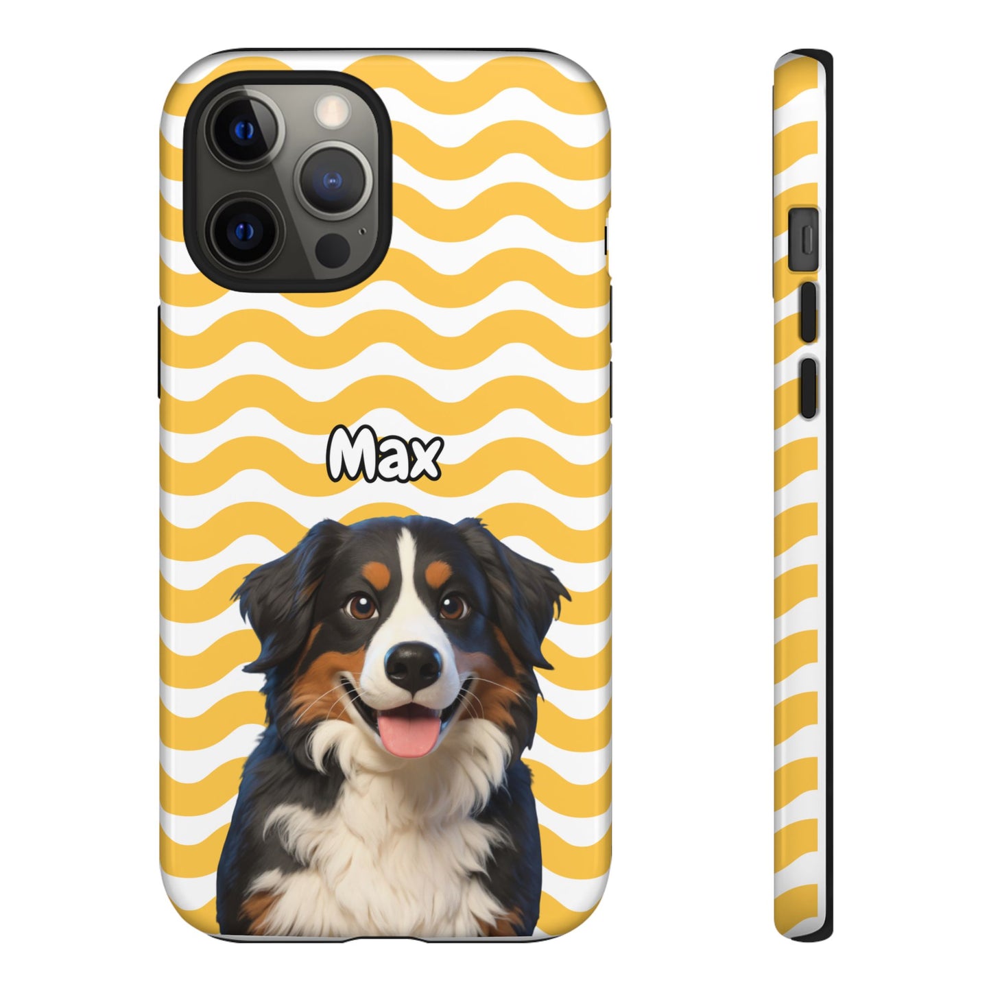 Custom Pet Portrait Tough iPhone Case - Yellow Waves