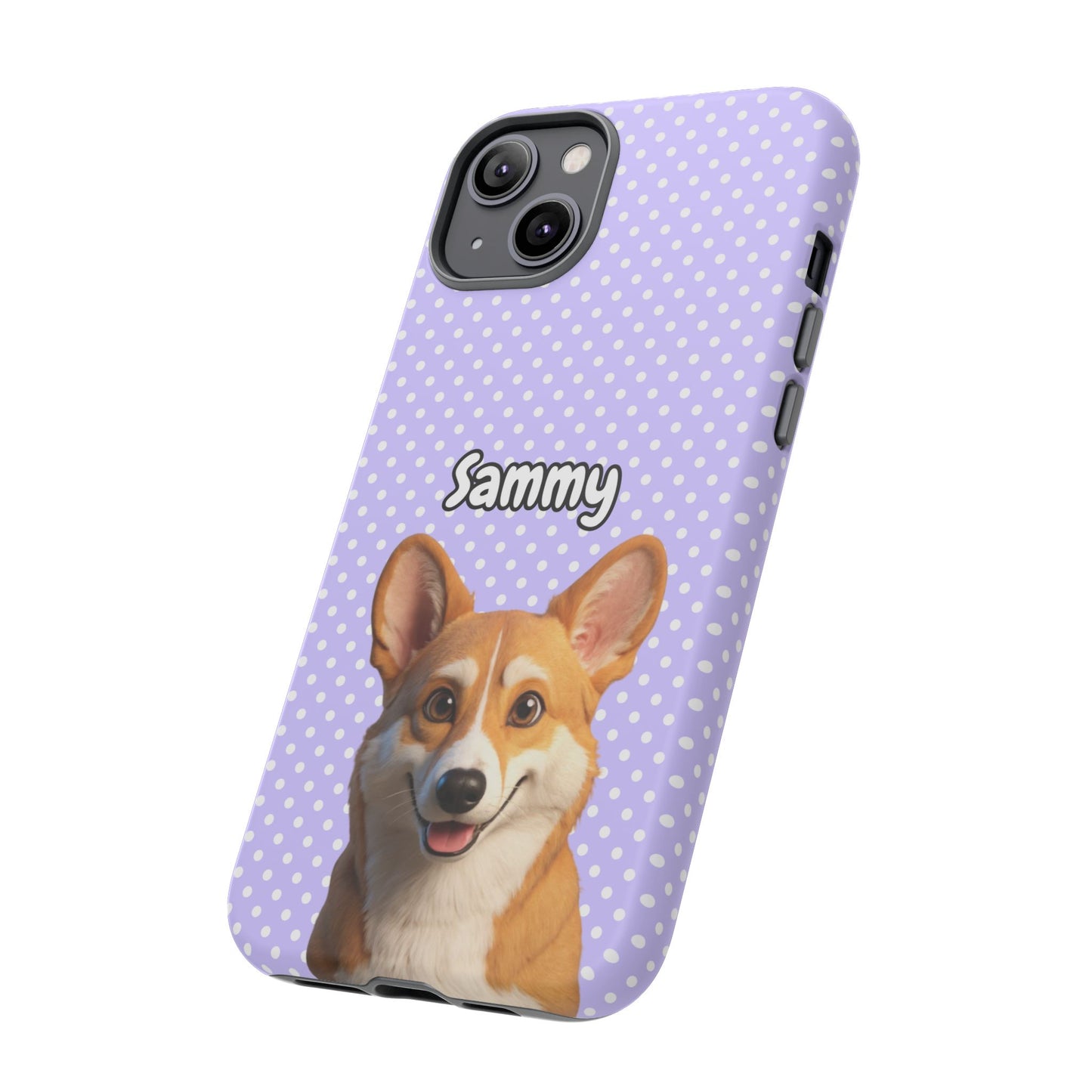 Custom Pet Tough iPhone Case – Purple Polka Dots