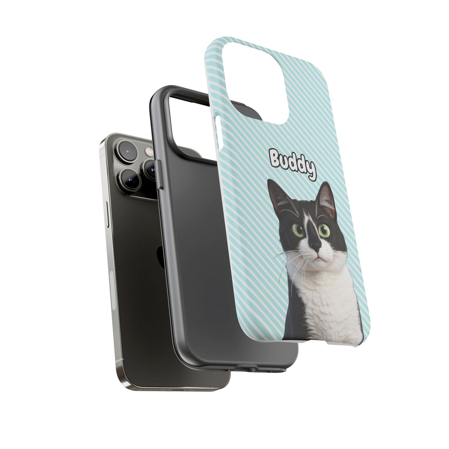Custom Pet Tough iPhone Case – Teal Stripes
