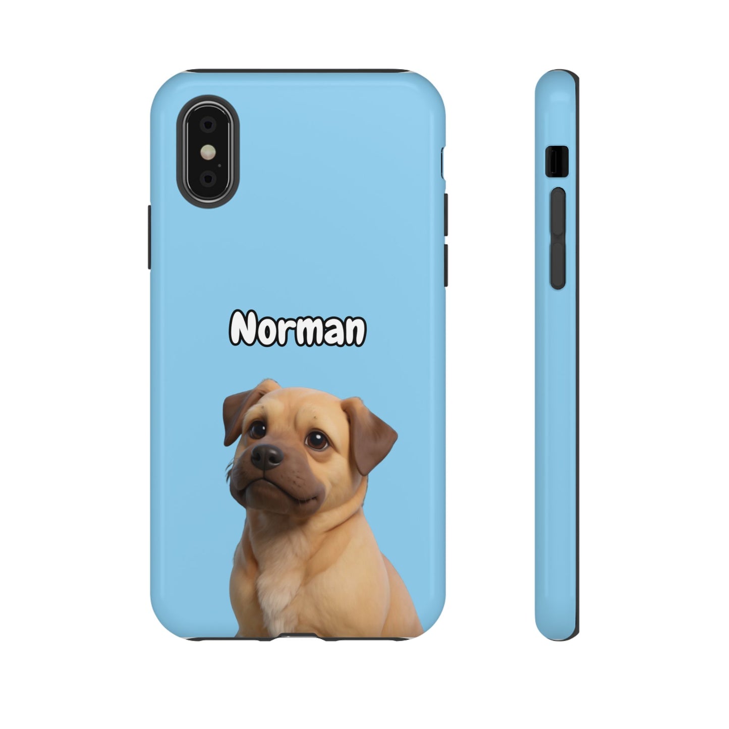 Custom Pet Portrait Tough iPhone Case - Blue