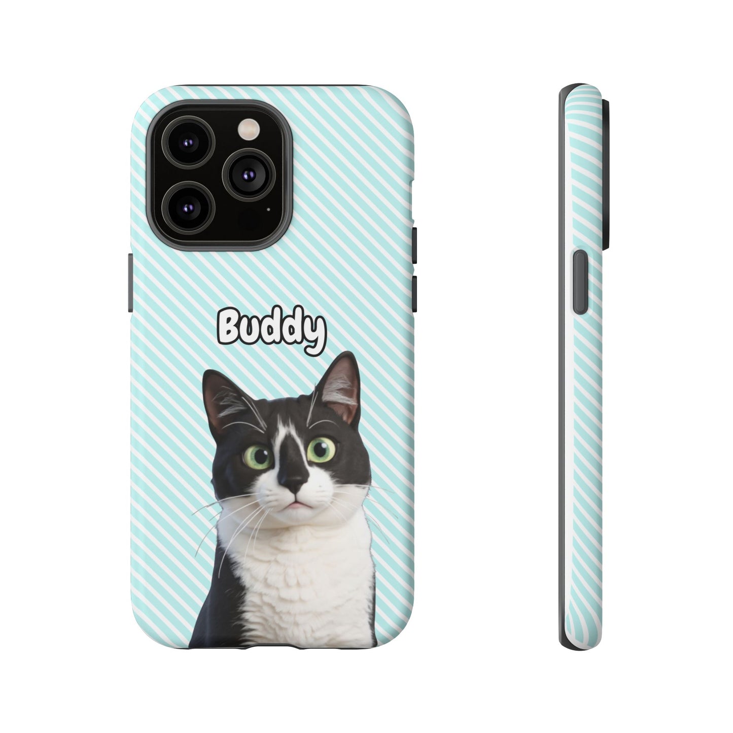 Custom Pet Tough iPhone Case – Teal Stripes