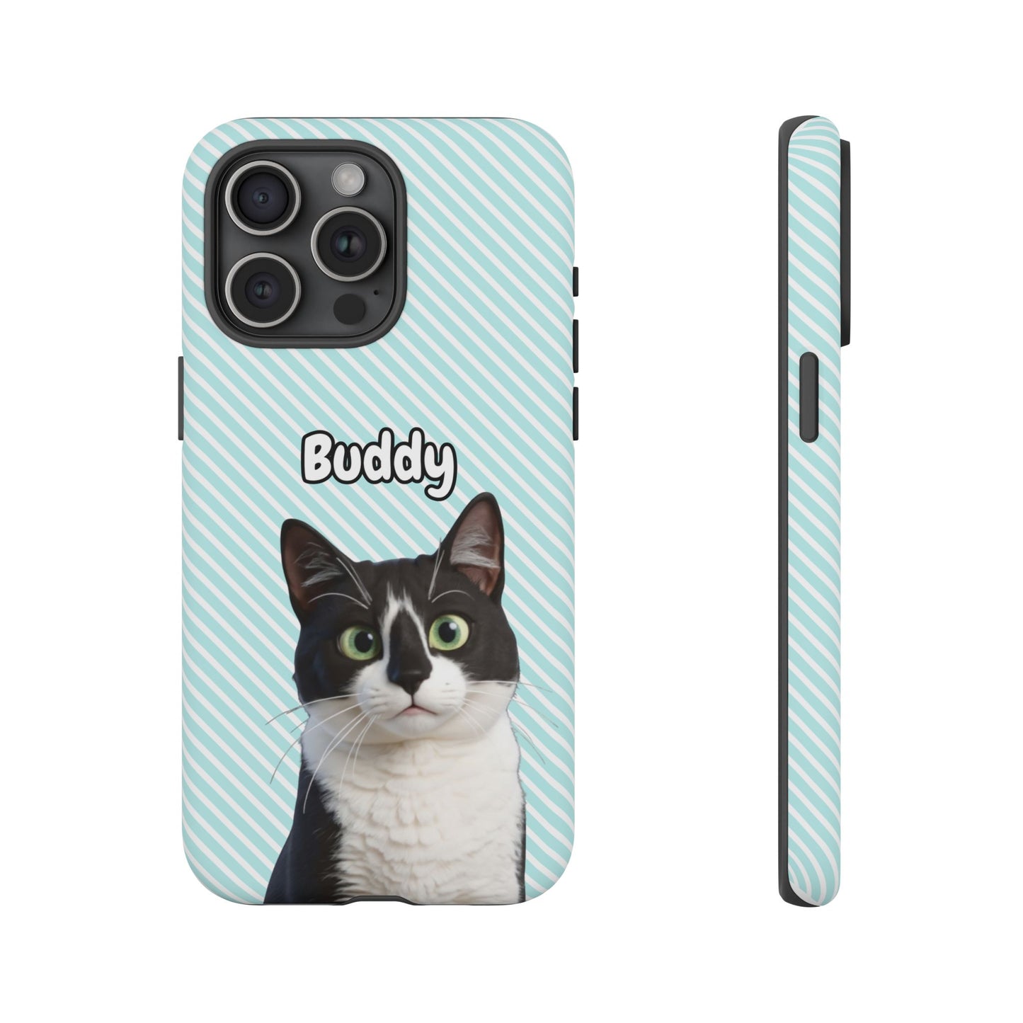 Custom Pet Tough iPhone Case – Teal Stripes