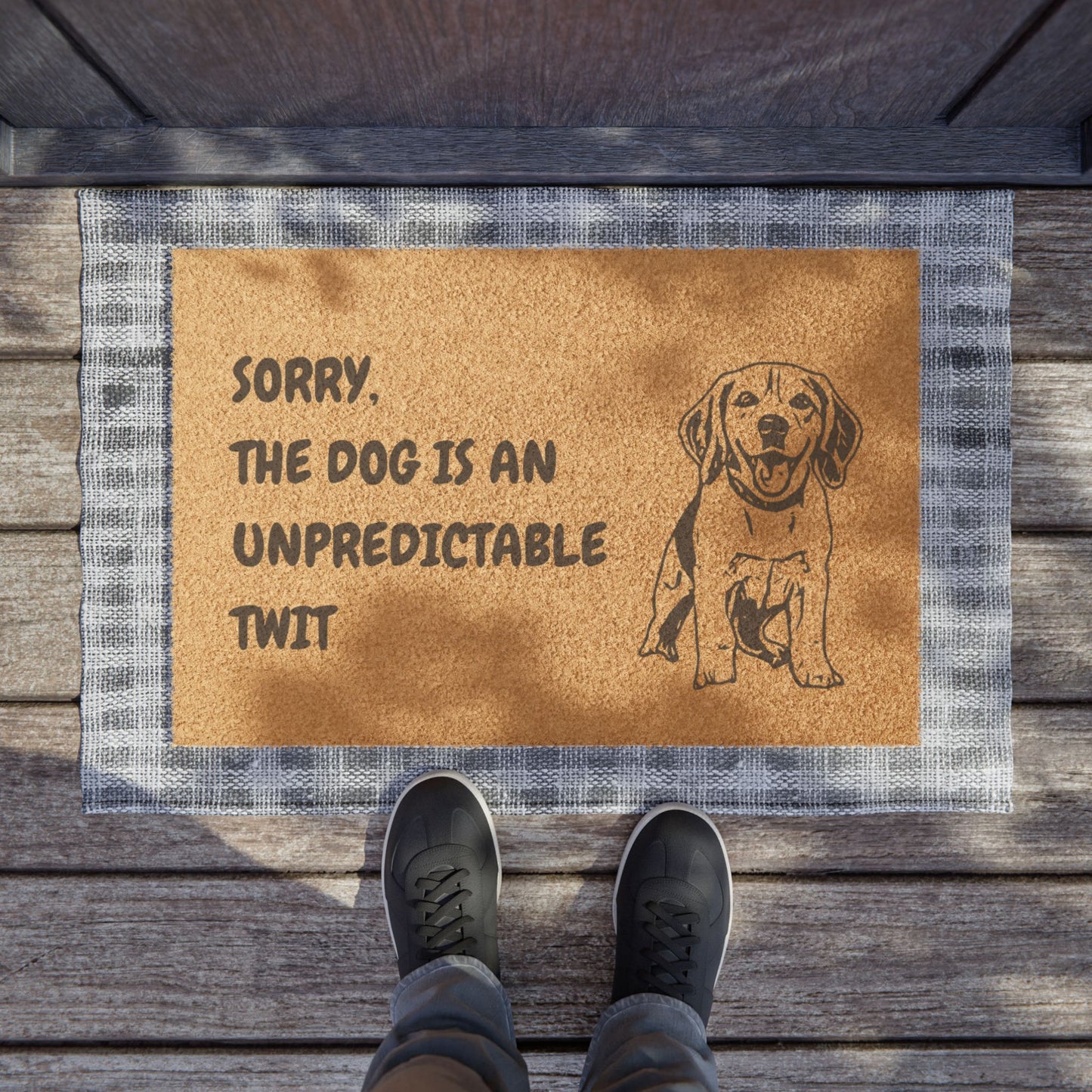 Funny Pet Doormat – “Sorry, The Dog Is An Unpredictable Twit” Welcome Mat | Pet Lover Gift, Dog Owner Home Decor, Funny Housewarming Gift, Outdoor Entry Mat