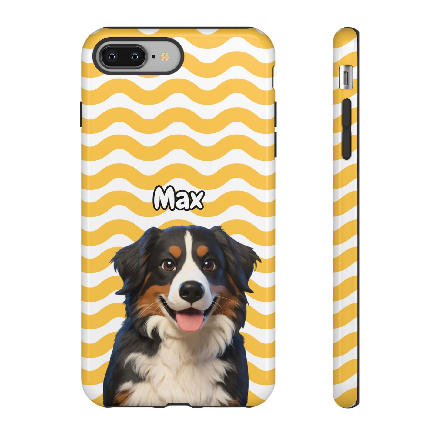 Custom Pet Portrait Tough iPhone Case - Yellow Waves