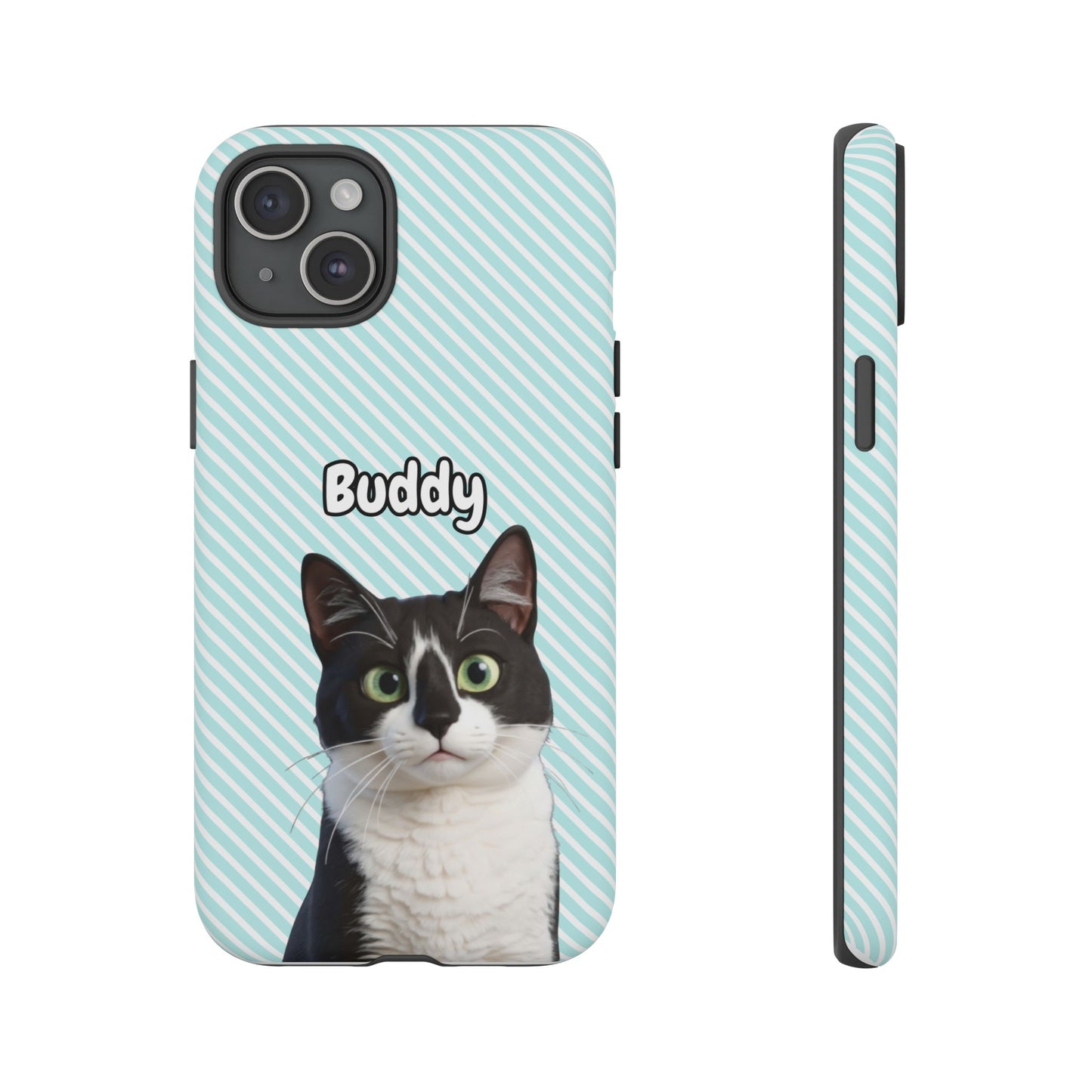 Custom Pet Tough iPhone Case – Teal Stripes