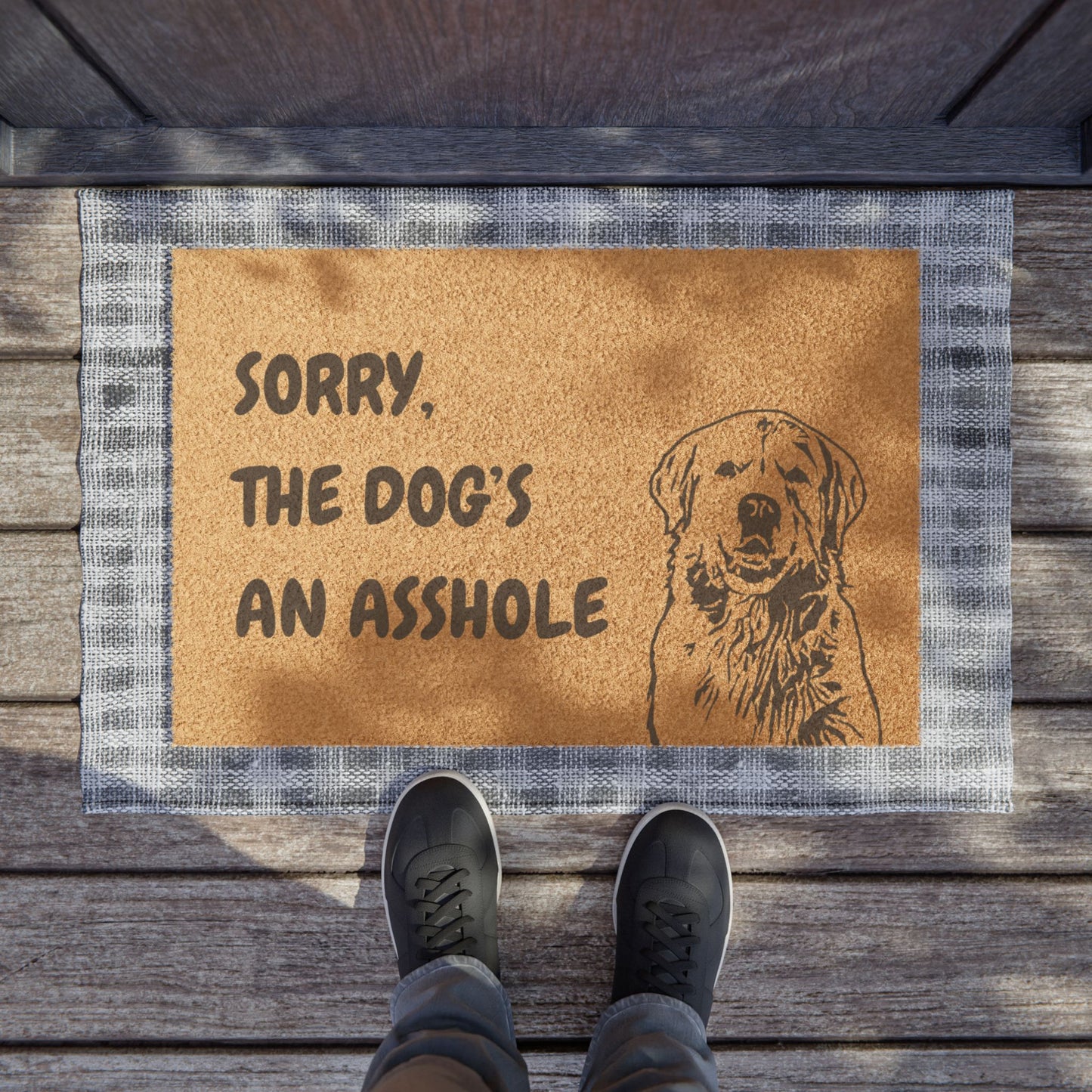 Funny Pet Doormat – “Sorry, the Dog's An Asshole” Welcome Mat | Pet Lover Gift, Dog Owner Home Decor, Funny Housewarming Gift, Outdoor Entry Mat