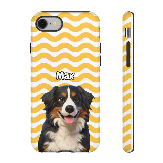Custom Pet Portrait Tough iPhone Case - Yellow Waves