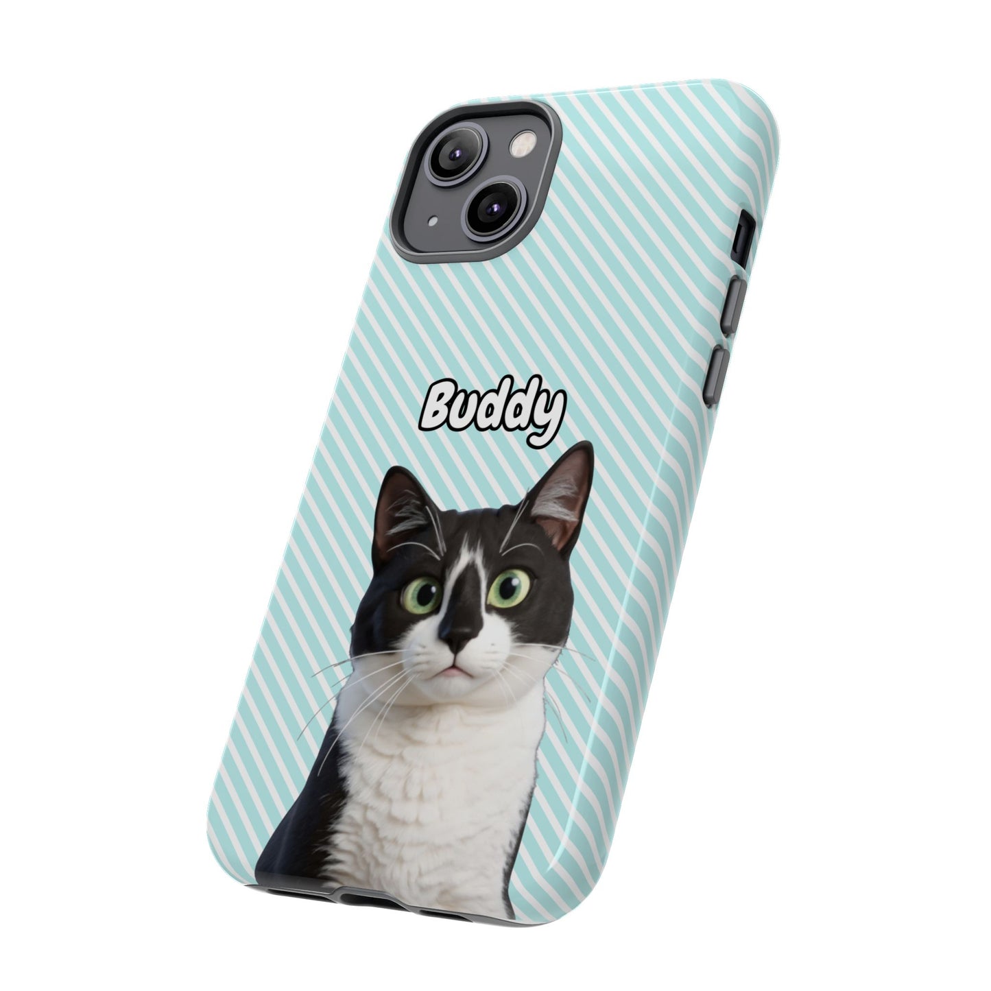 Custom Pet Tough iPhone Case – Teal Stripes
