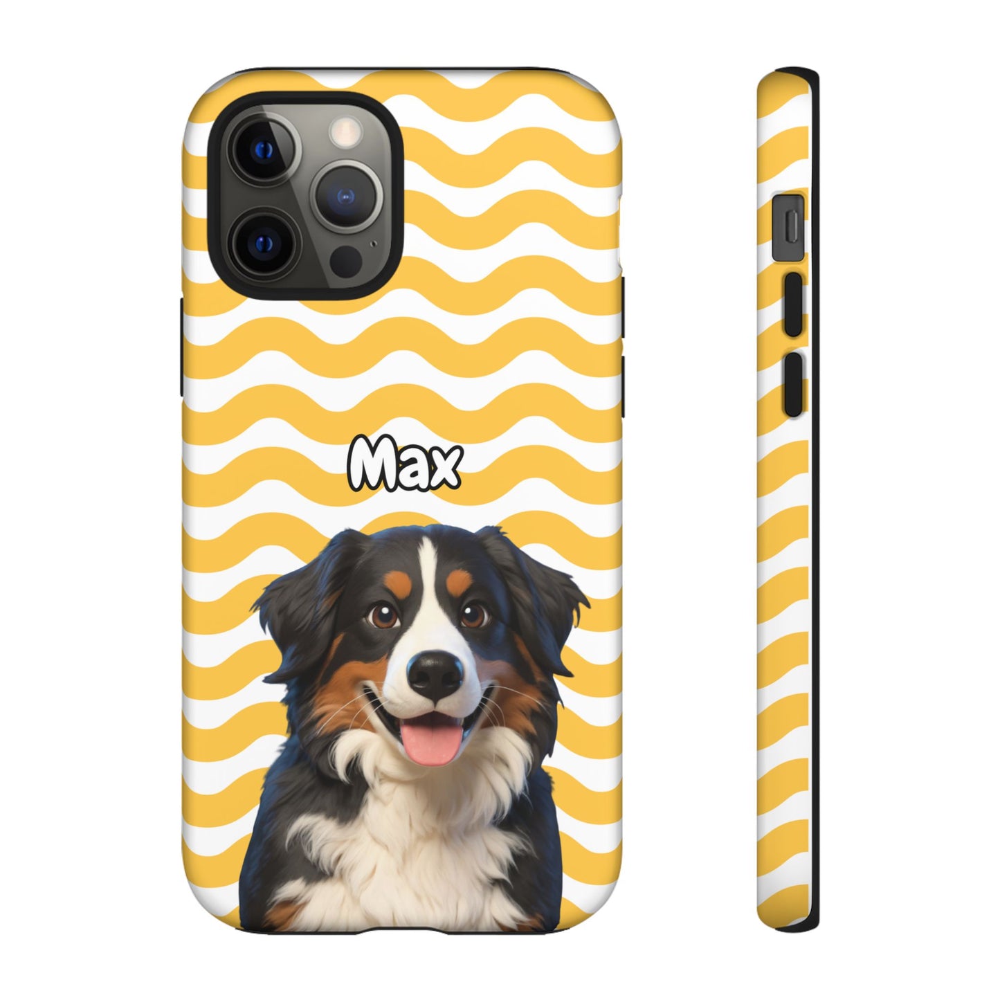 Custom Pet Portrait Tough iPhone Case - Yellow Waves