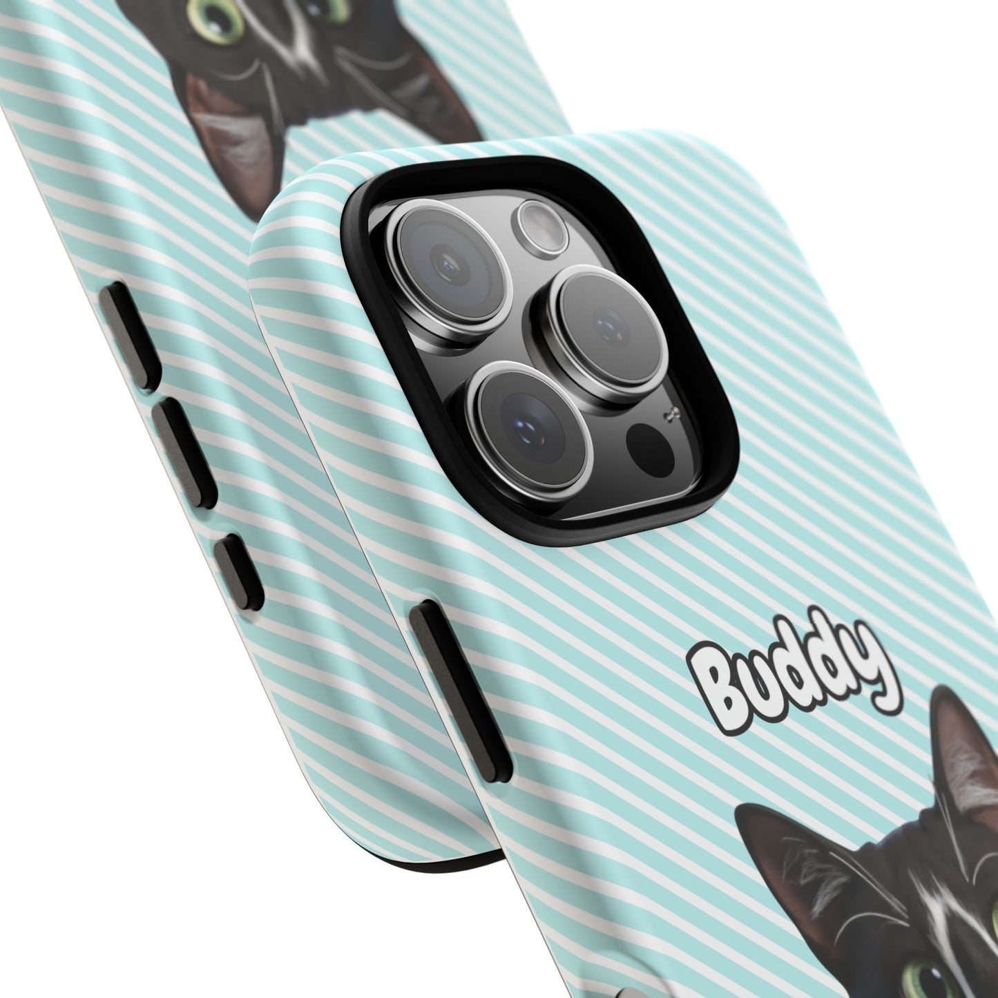 Custom Pet Tough iPhone Case – Teal Stripes