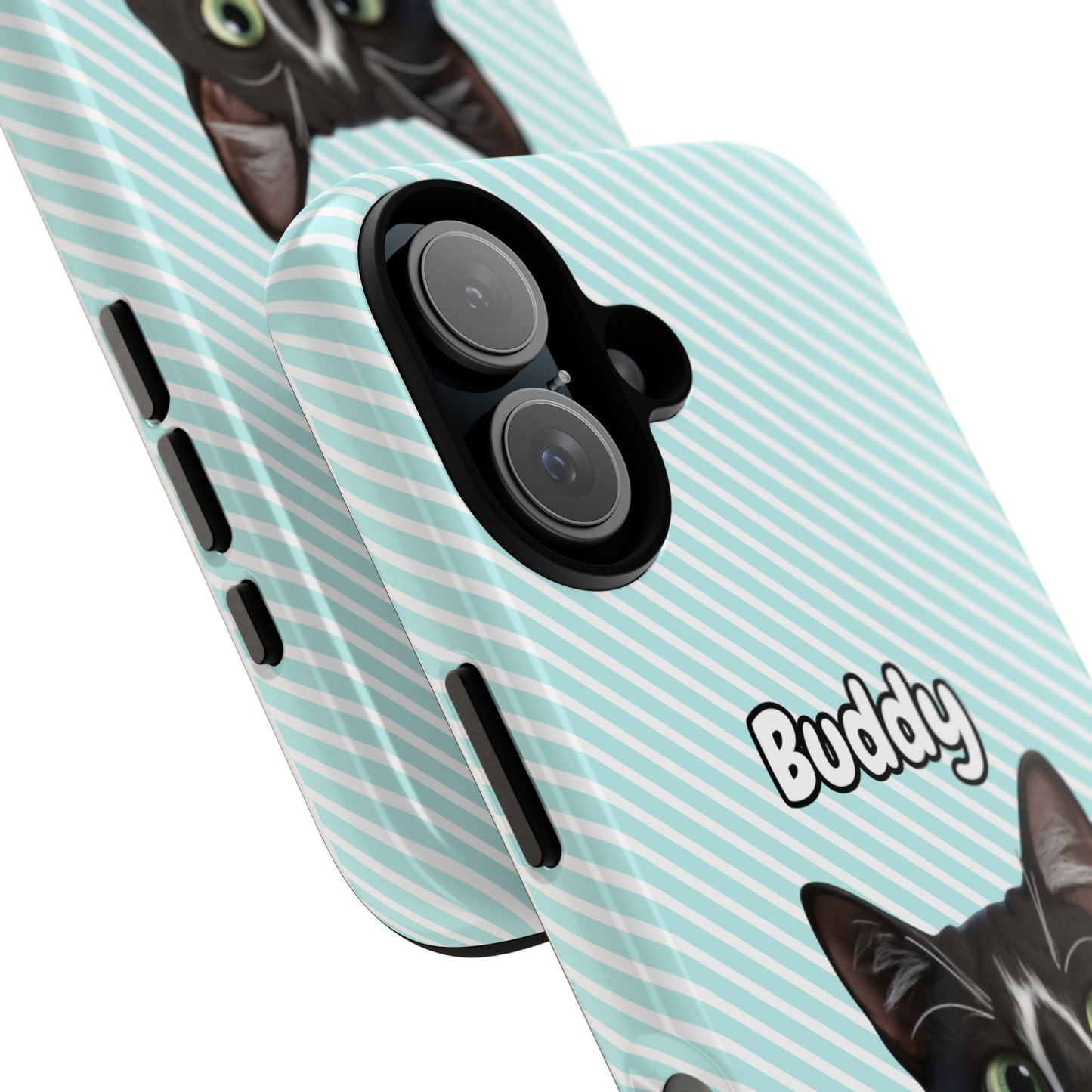Custom Pet Tough iPhone Case – Teal Stripes