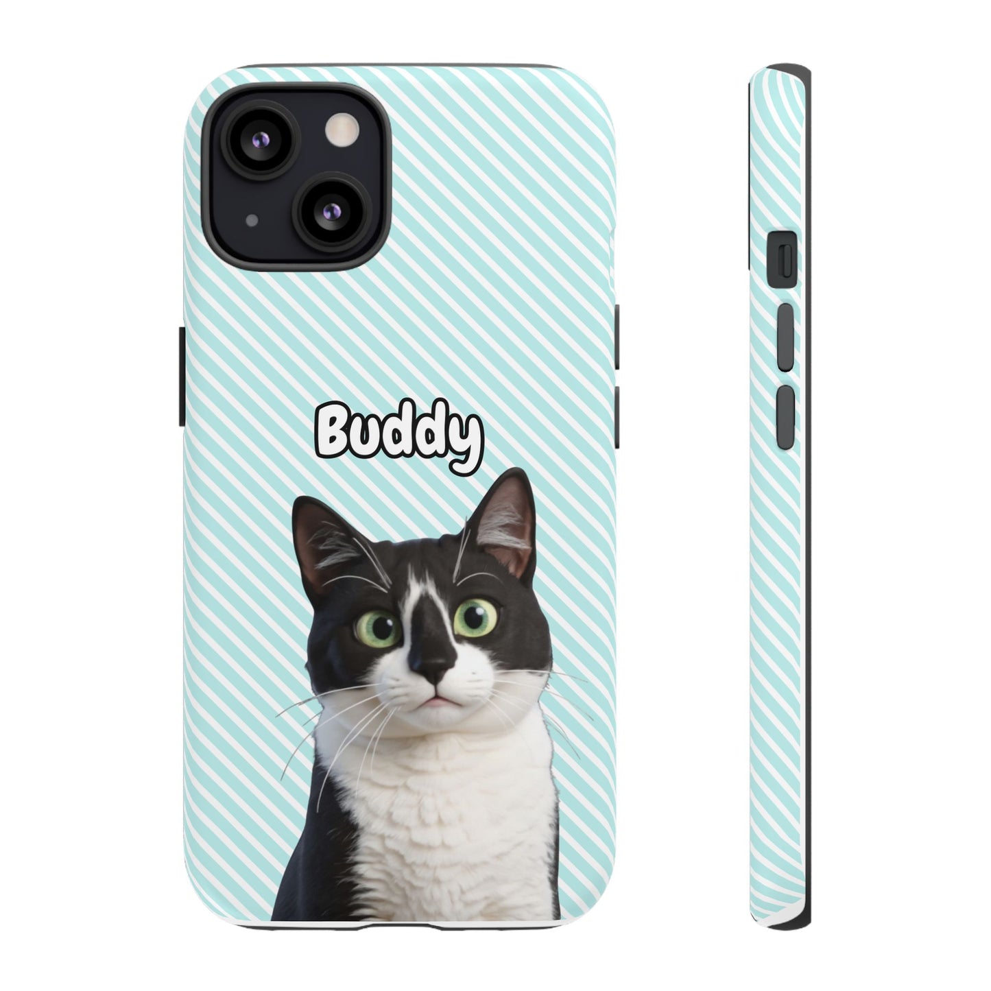 Custom Pet Tough iPhone Case – Teal Stripes