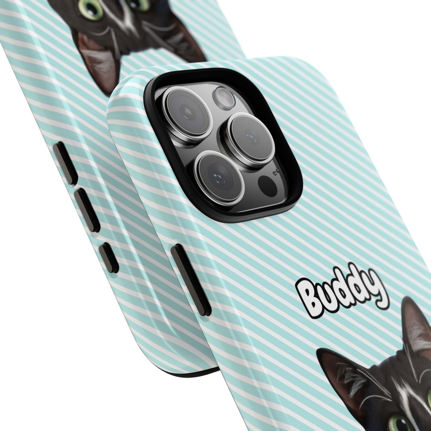 Custom Pet Tough iPhone Case – Teal Stripes