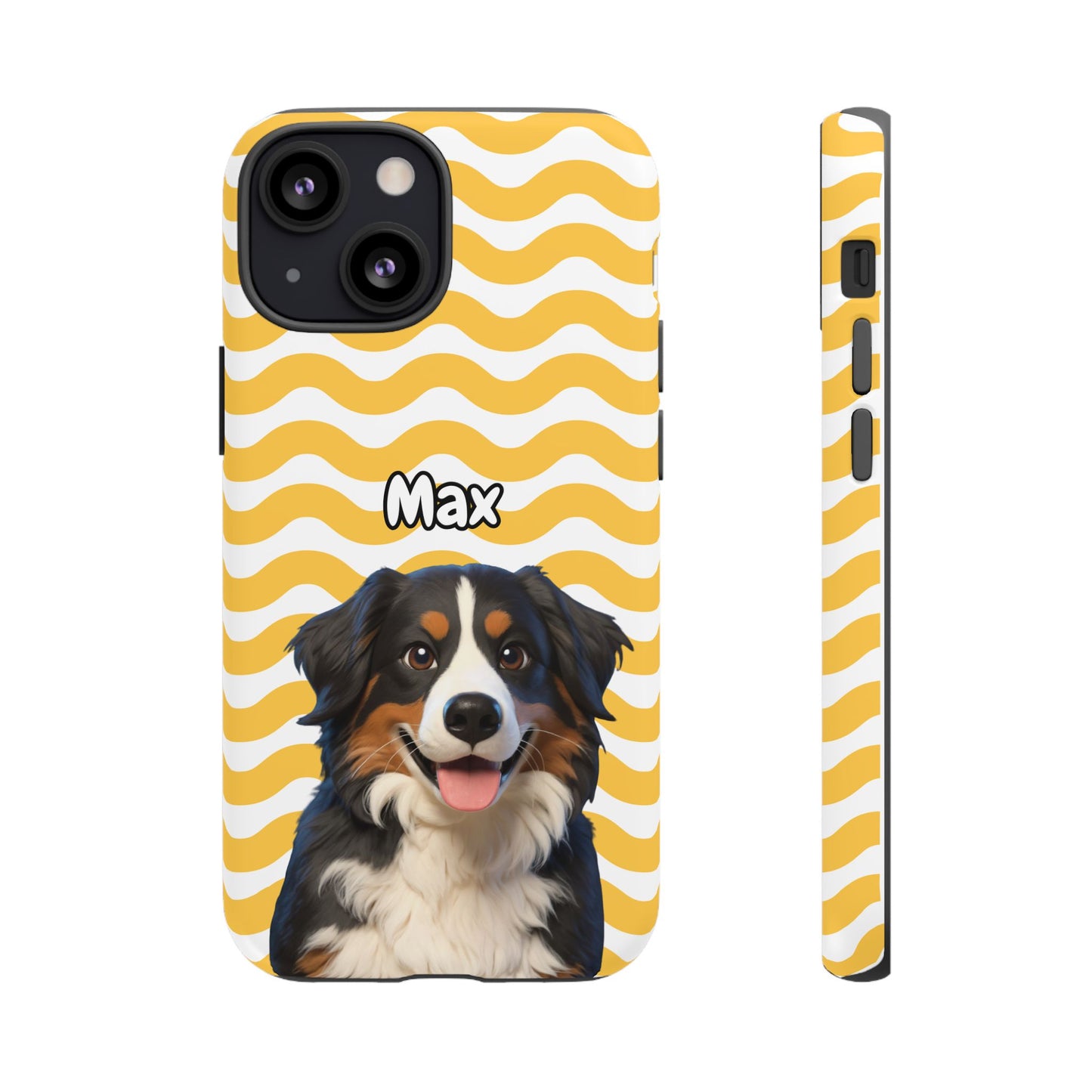 Custom Pet Portrait Tough iPhone Case - Yellow Waves