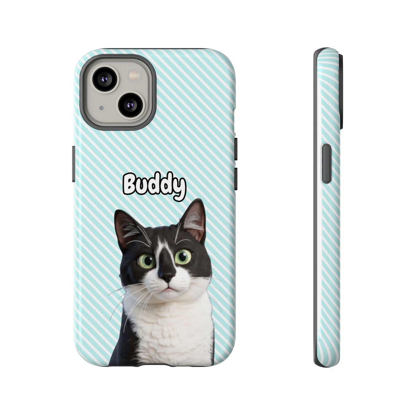 Custom Pet Tough iPhone Case – Teal Stripes